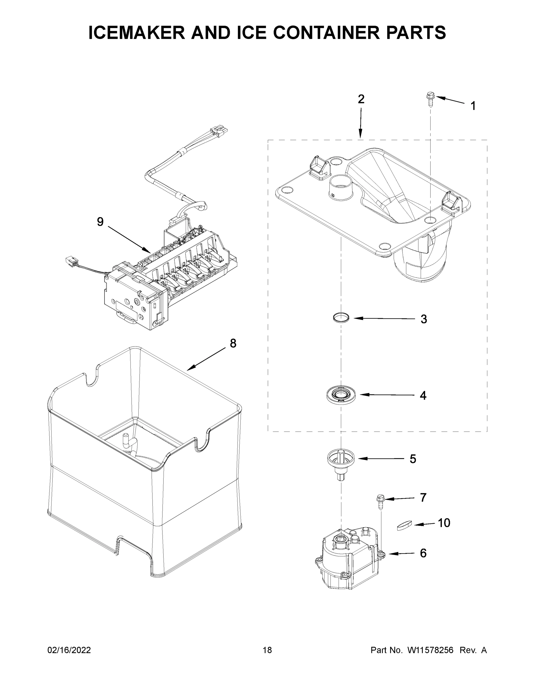 10 - ICEMAKER AND ICE CONTAINER PARTS