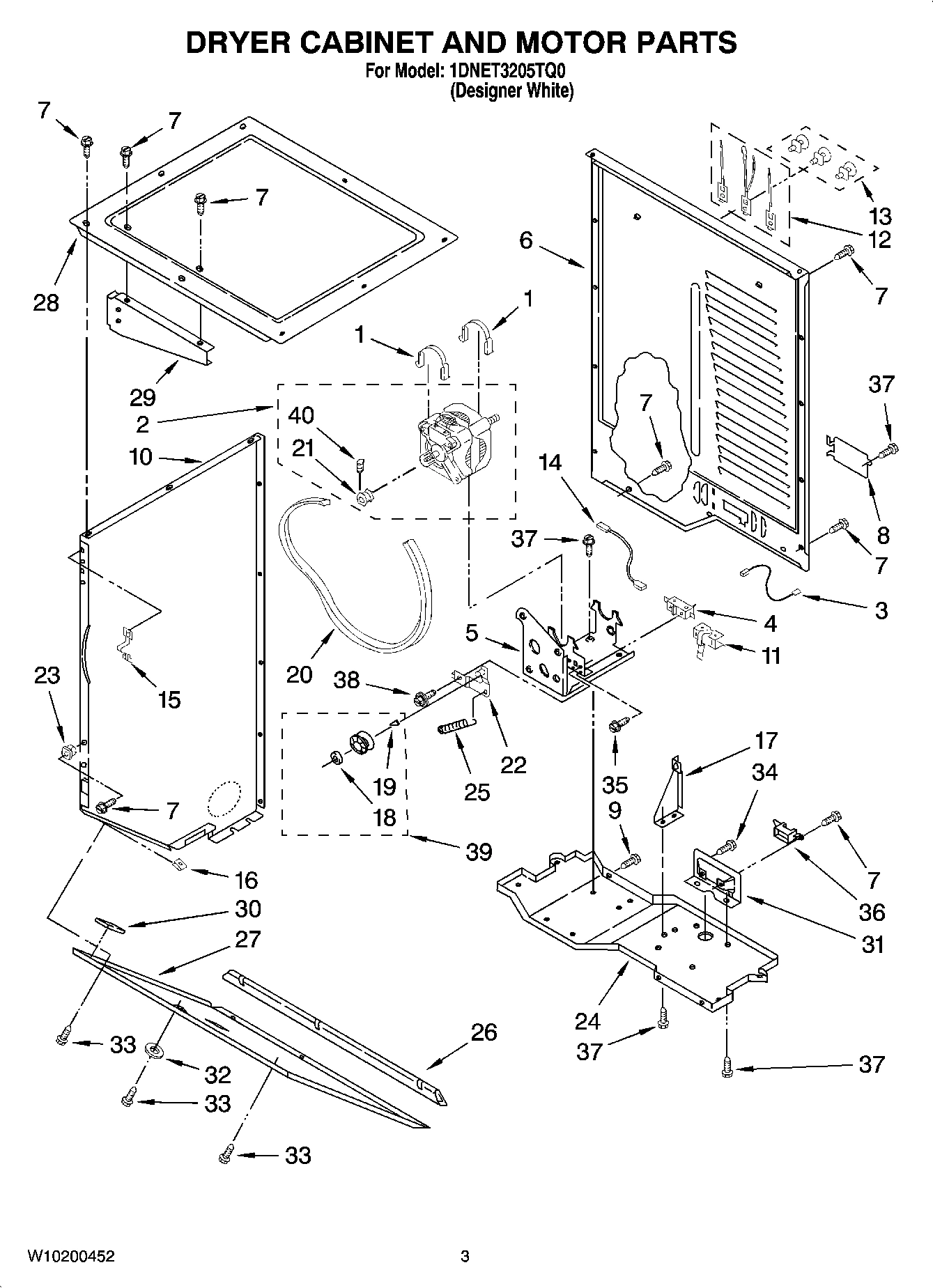 03 - DRYER CABINET AND MOTOR PARTS