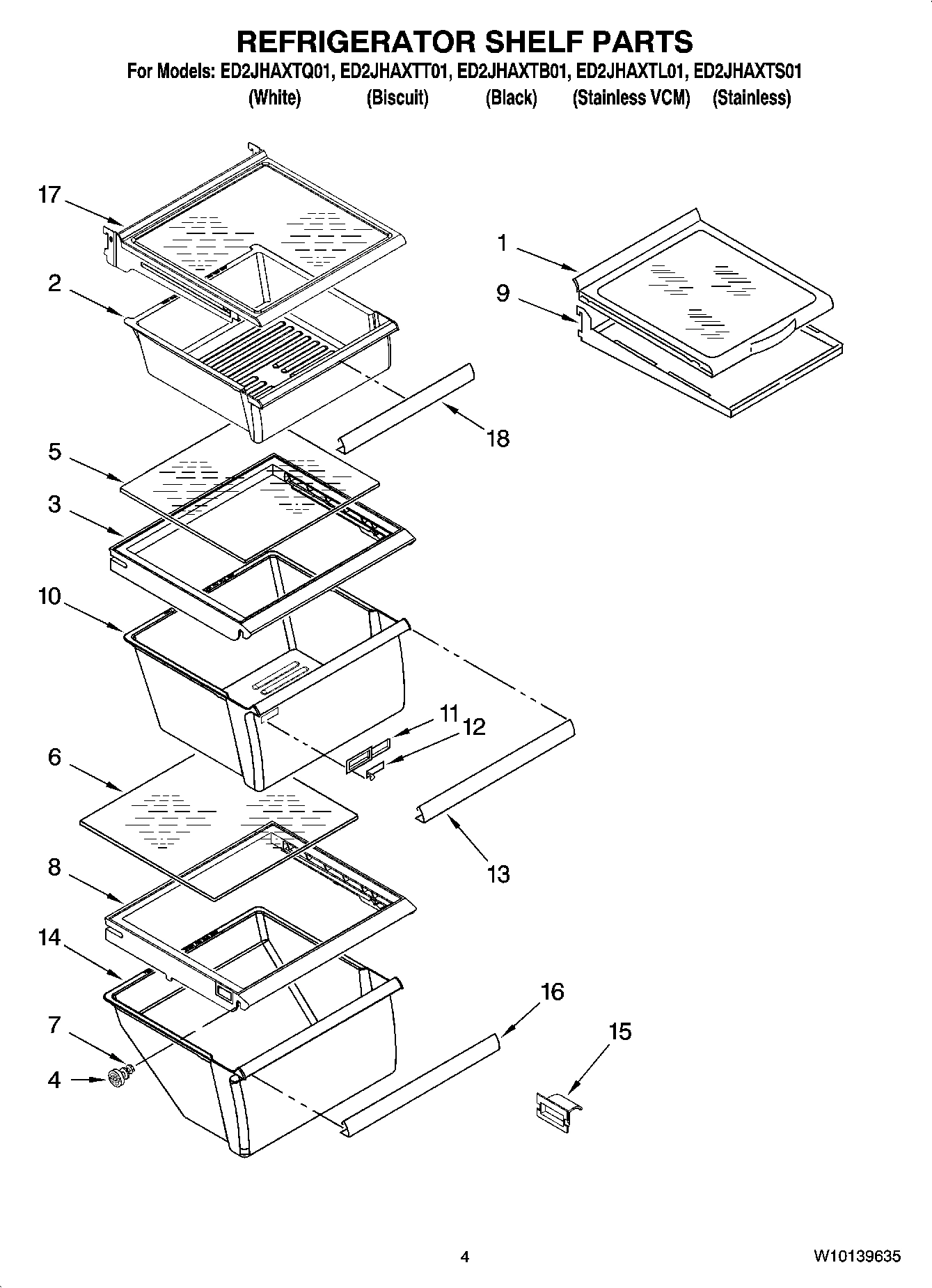 03 - REFRIGERATOR SHELF PARTS
