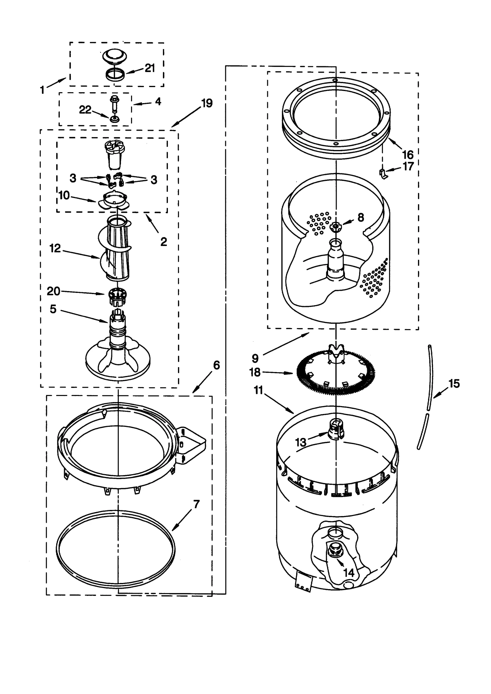 AGITATOR/BASKET AND TUB