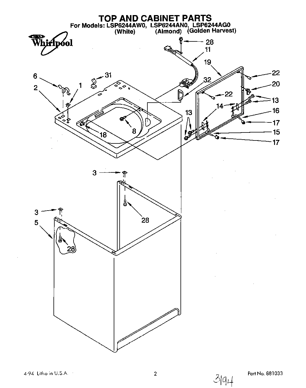01 - TOP AND CABINET, LIT/OPTIONAL