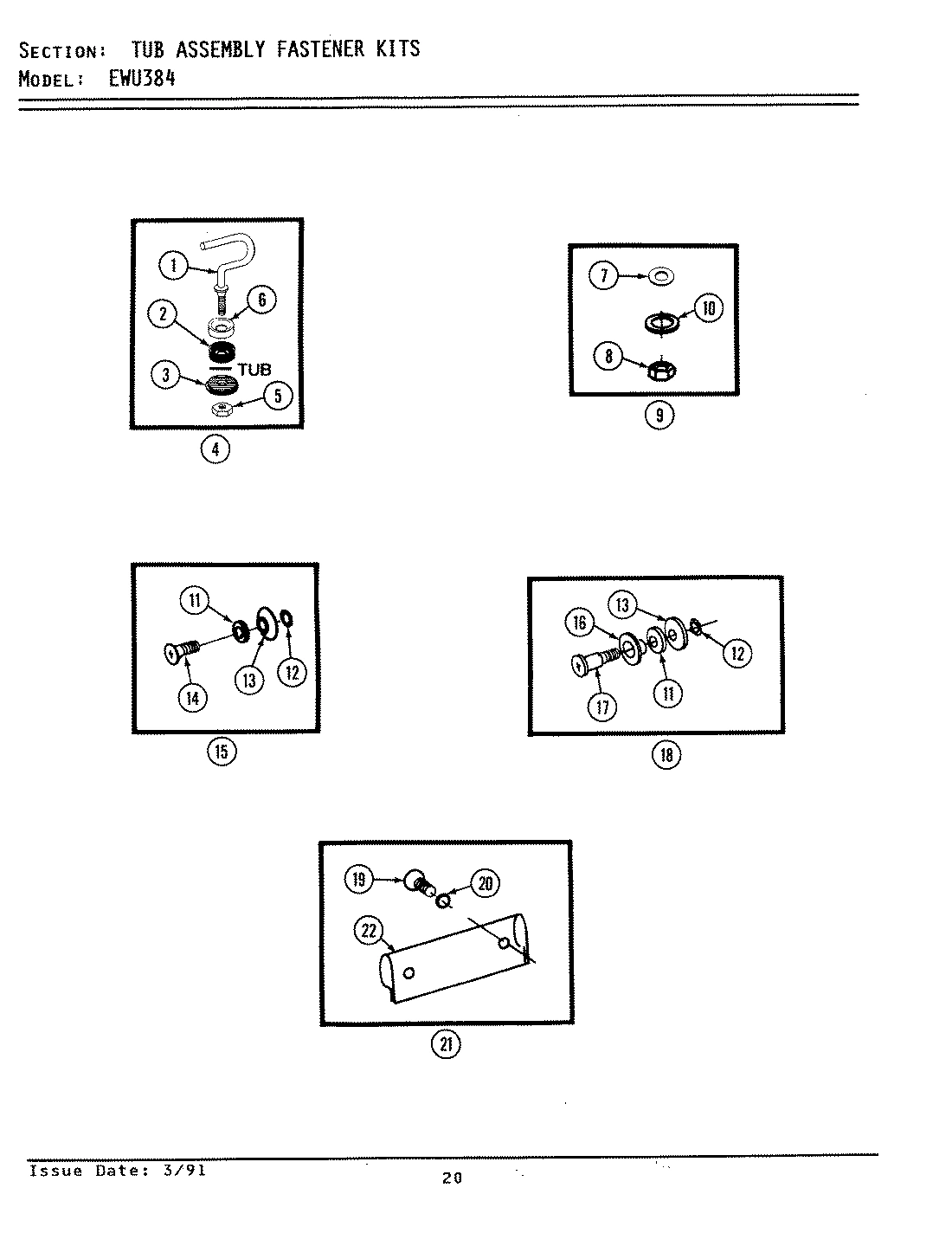 11 - TUB ASSEMBLY FASTENER KITS