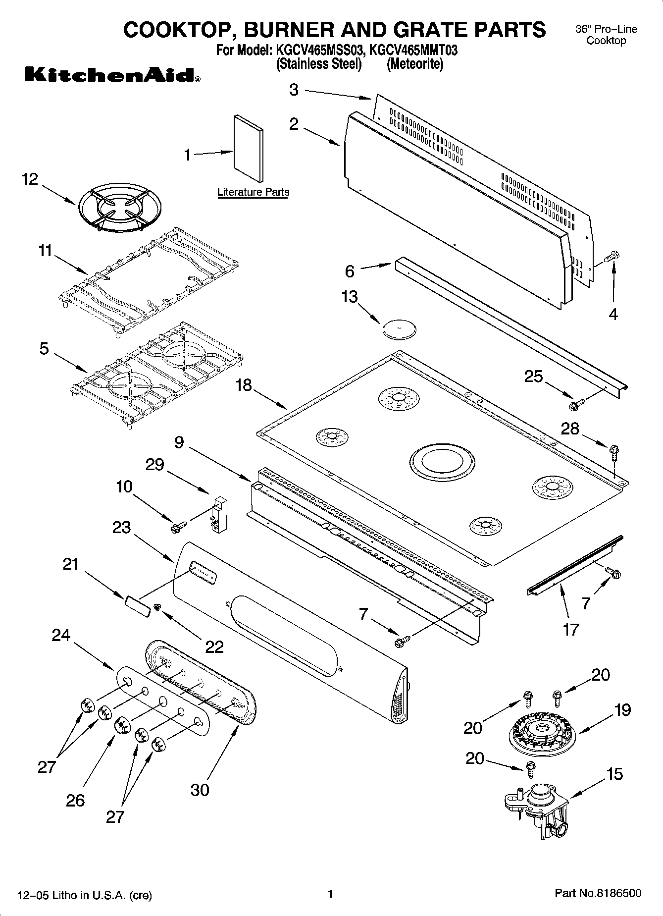 01 - COOKTOP, BURNER AND GRATE PARTS