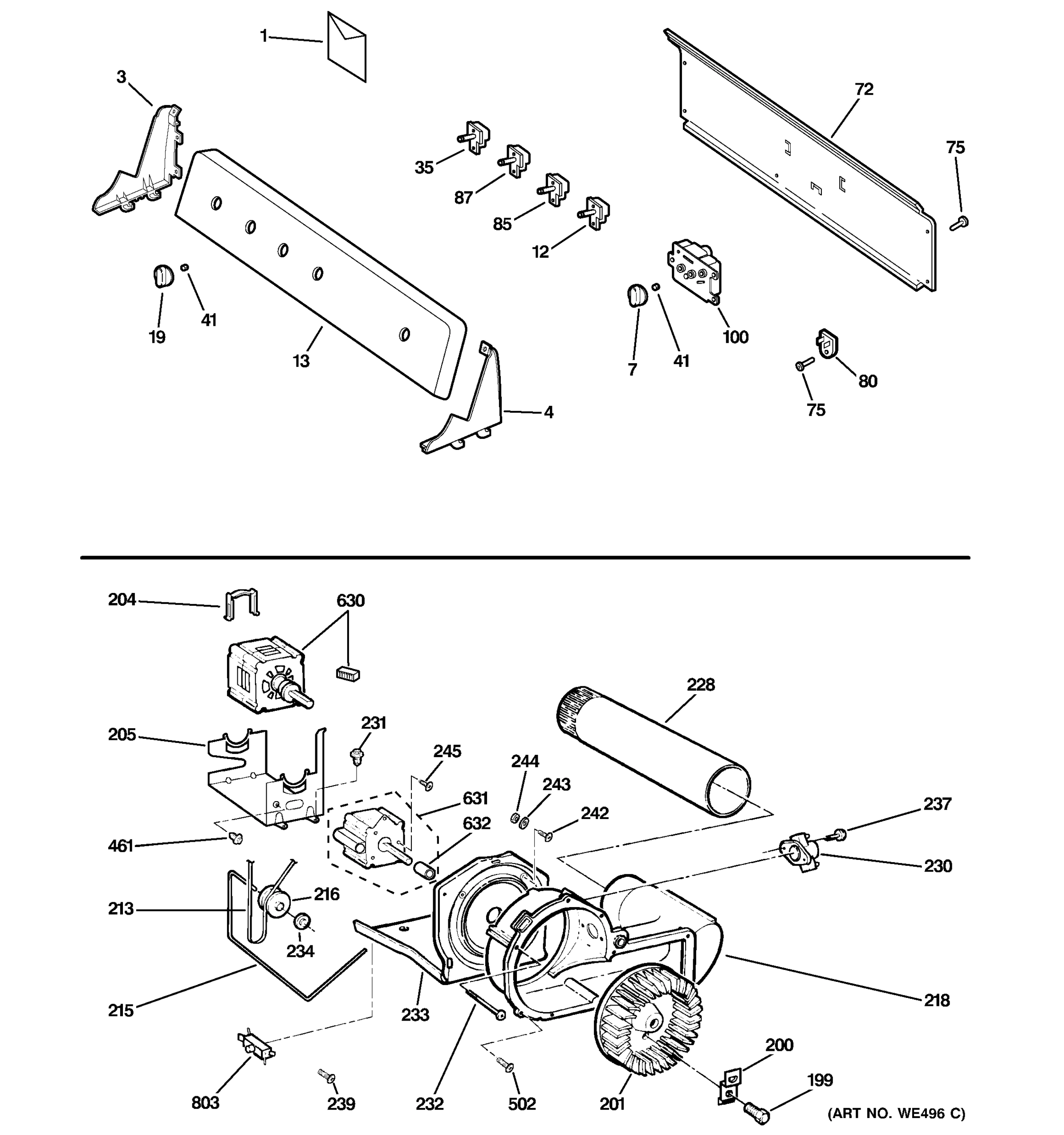 BACKSPLASH, BLOWER & MOTOR ASSEMBLY