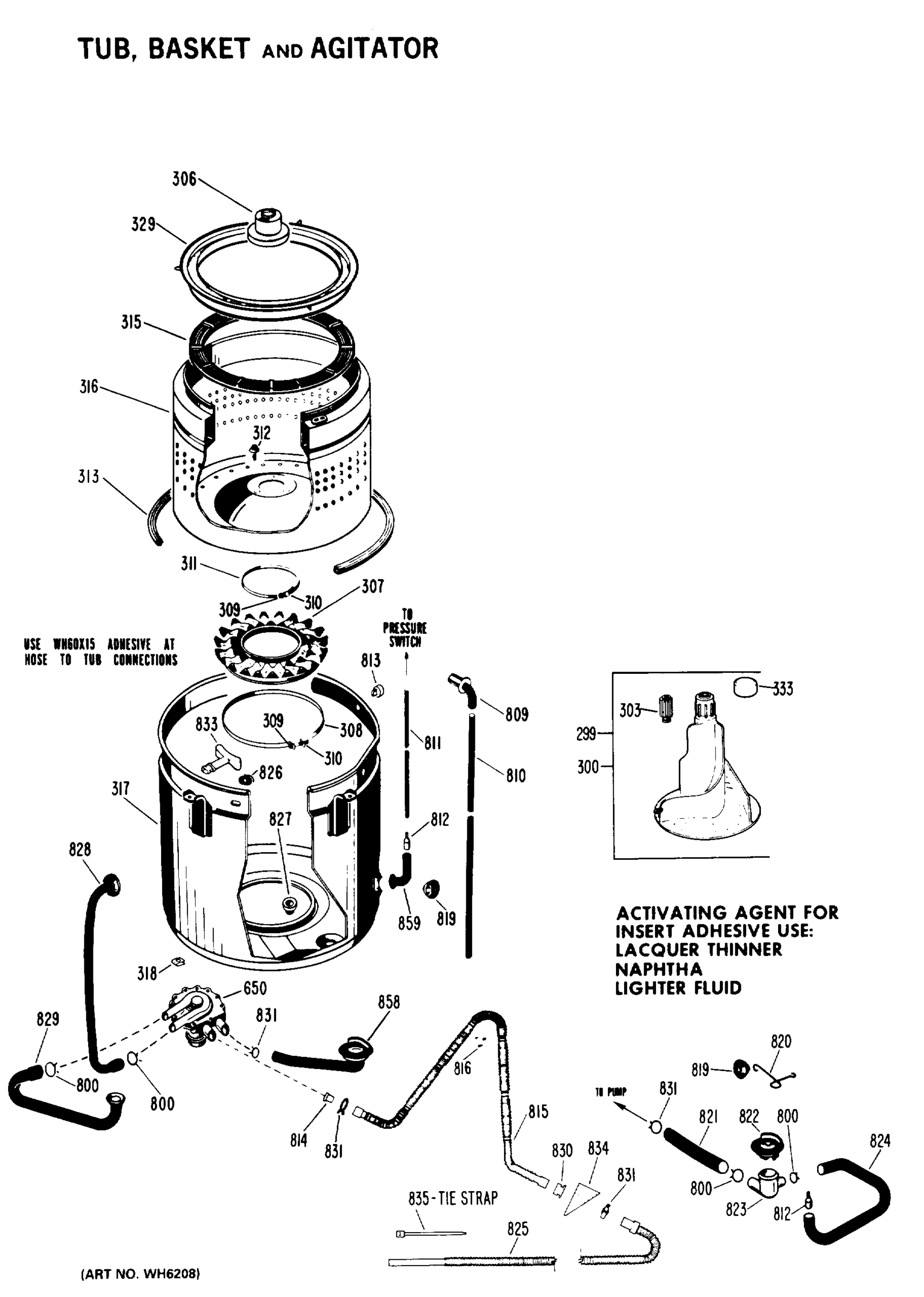 TUB,BASKET AND AGITATOR