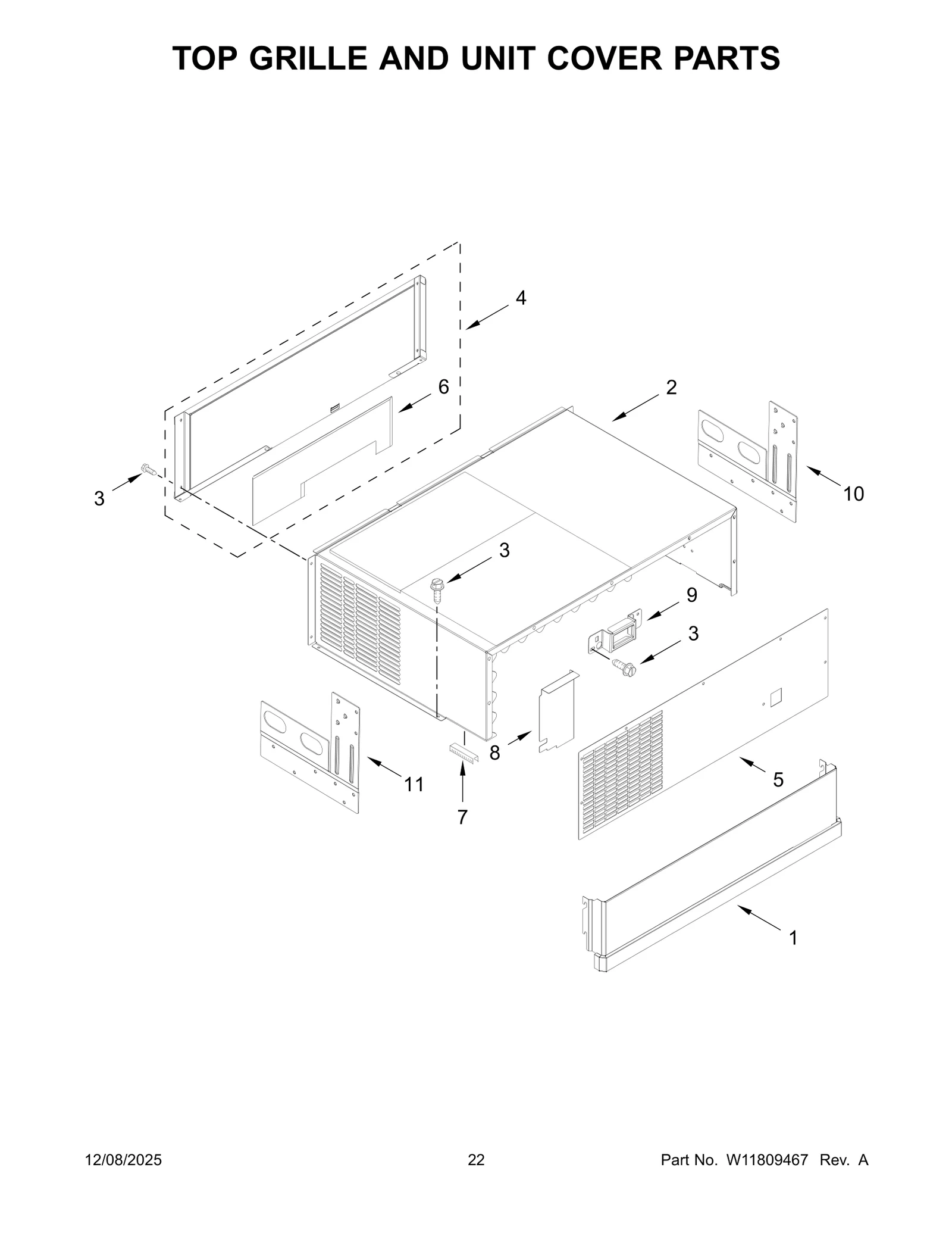 TOP GRILLE AND UNIT COVER PARTS
