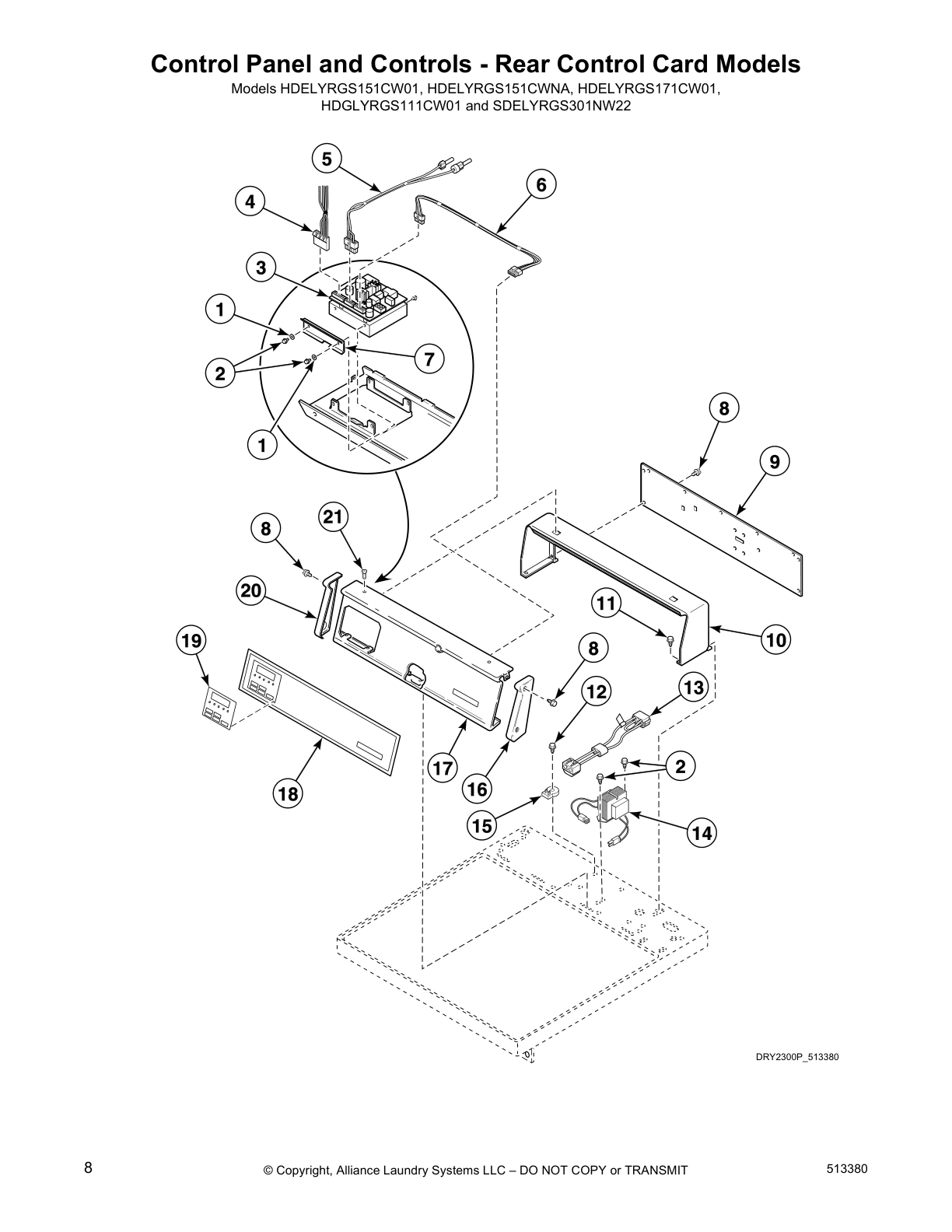 Control Panel and Controls - Rear Control Card Models