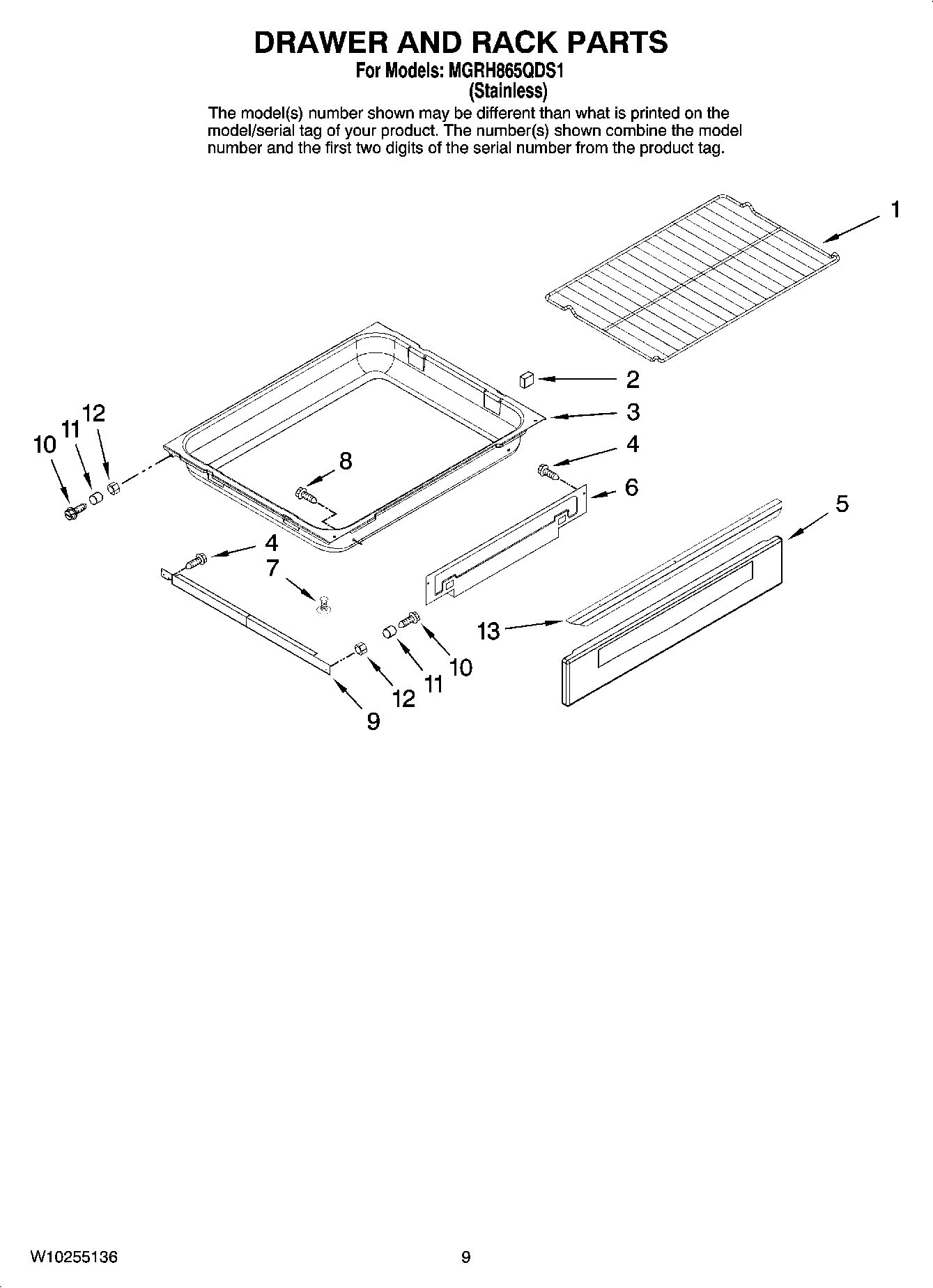06 - DRAWER AND RACK PARTS, OPTIONAL PARTS (NOT INCLUDED)