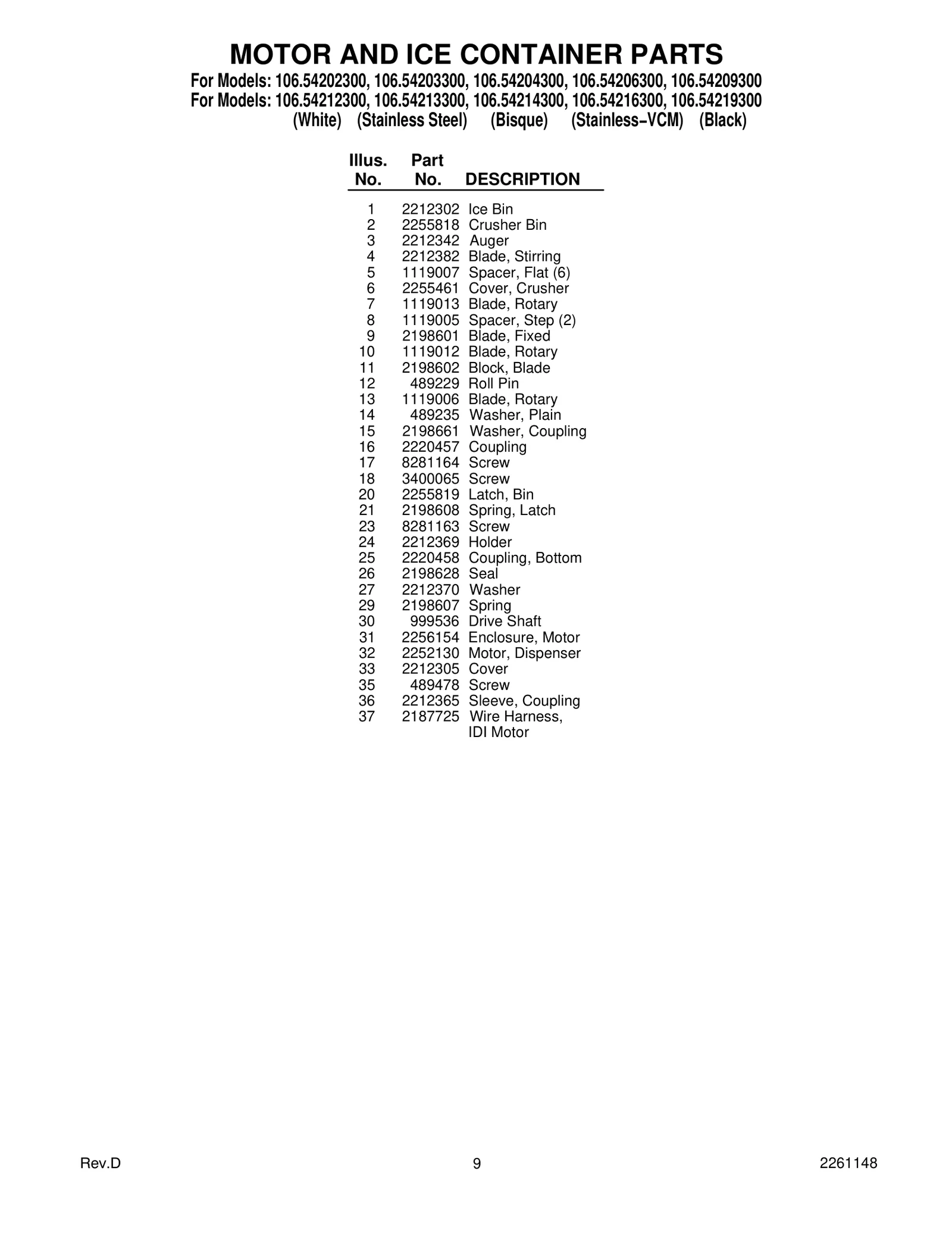 MOTOR AND ICE CONTAINER PARTS