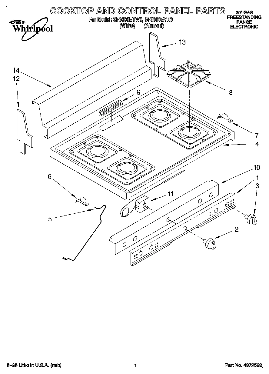01 - COOKTOP AND CONTROL PANEL, LITERATURE