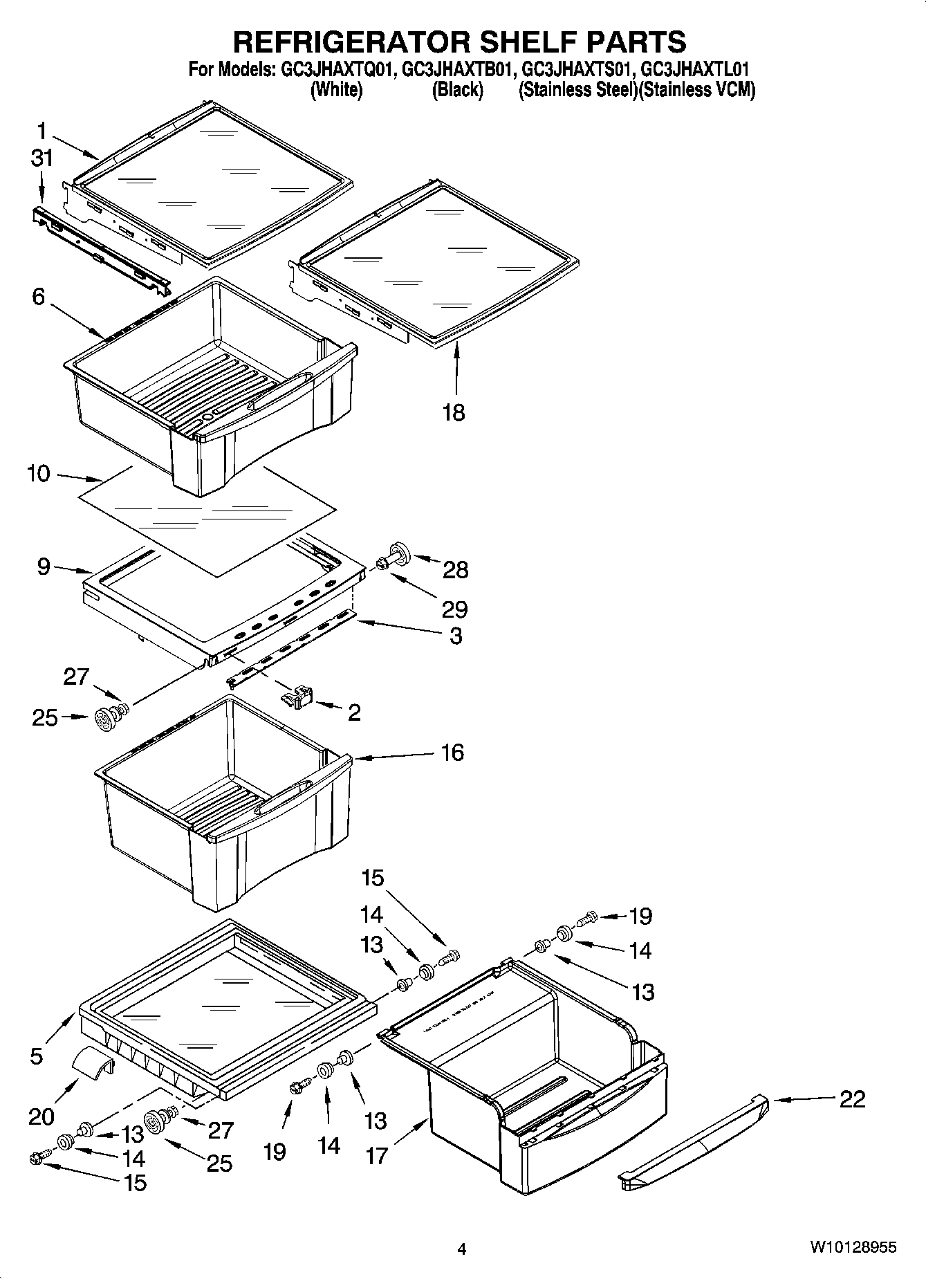 03 - REFRIGERATOR SHELF PARTS