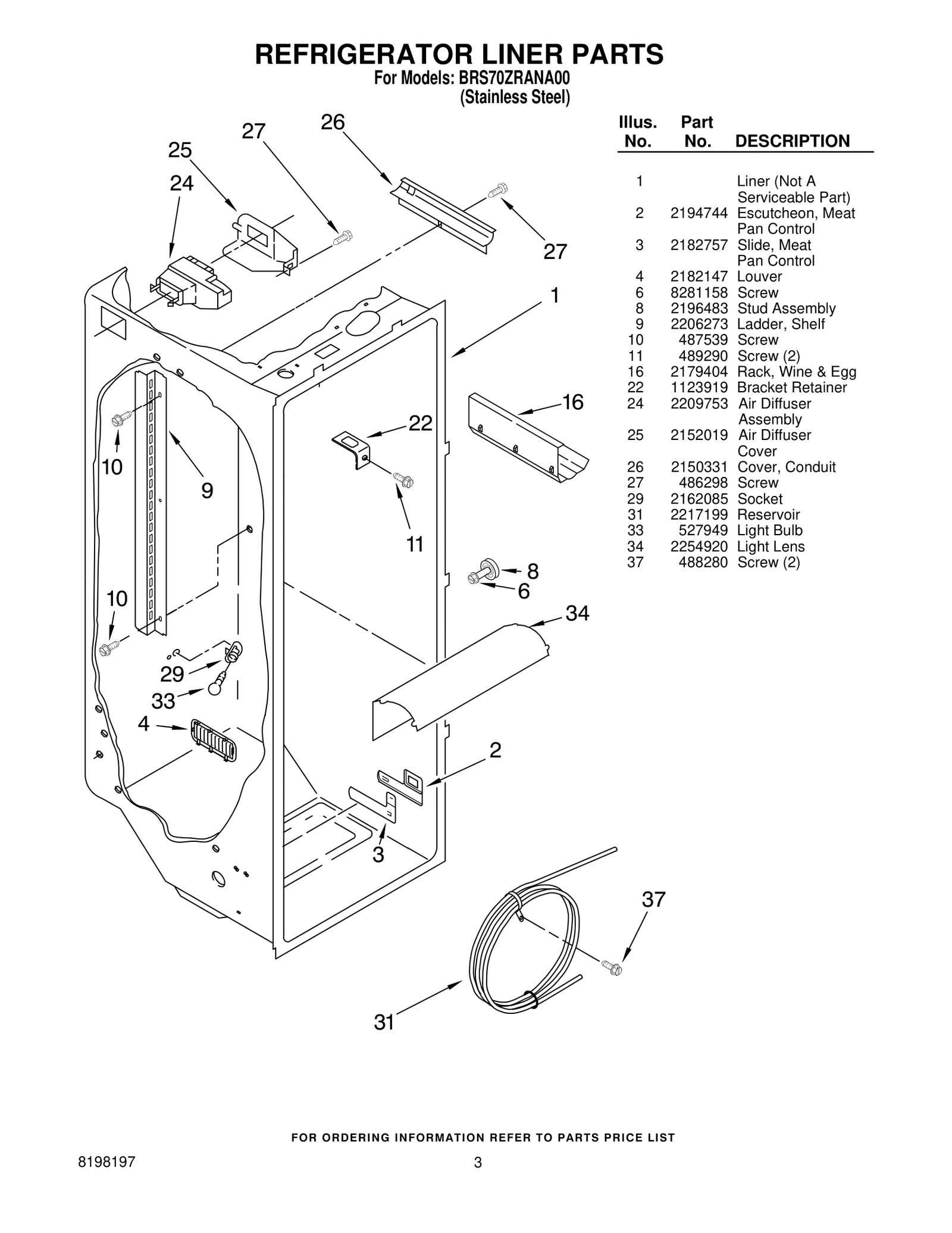 REFRIGERATOR LINER PARTS
