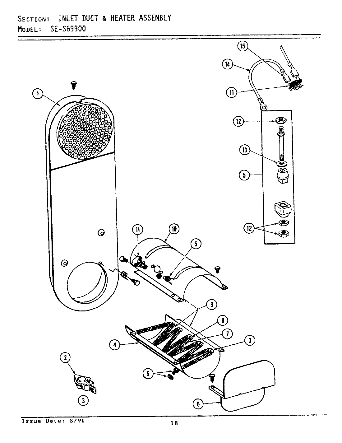 11 - INLET DUCT & HEATER ASSEMBLY (SE9900)