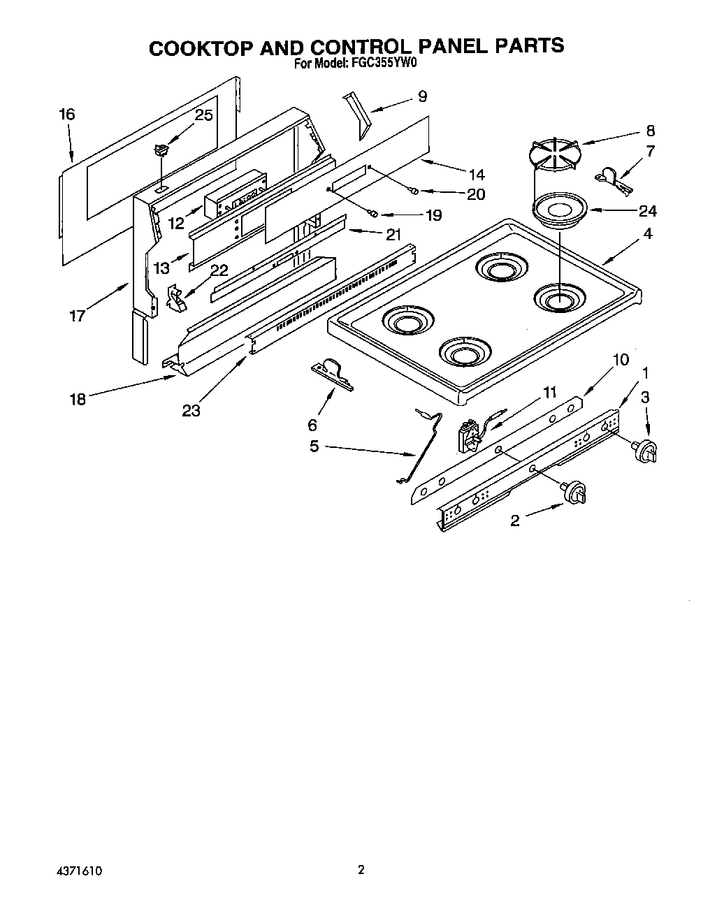 02 - COOKTOP AND CONTROL PANEL, LIT/OPTI