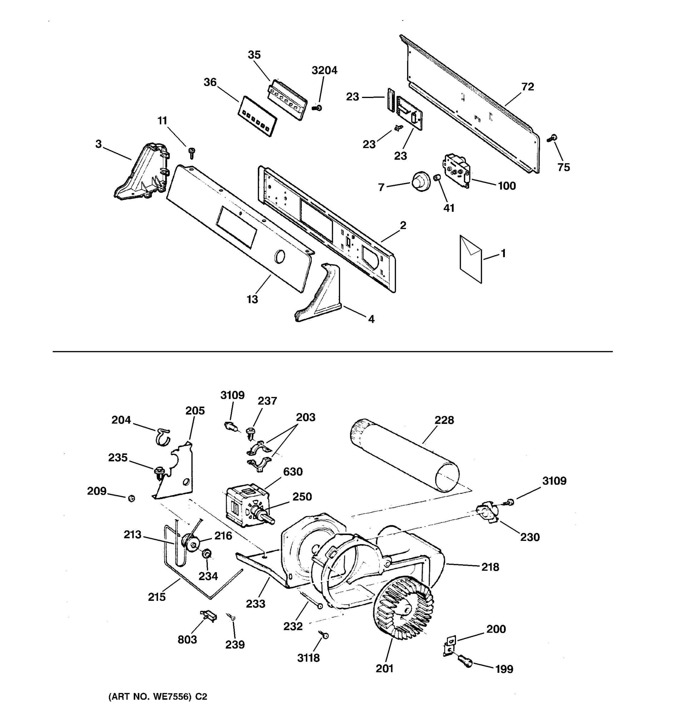 BACKSPLASH, BLOWER & MOTOR