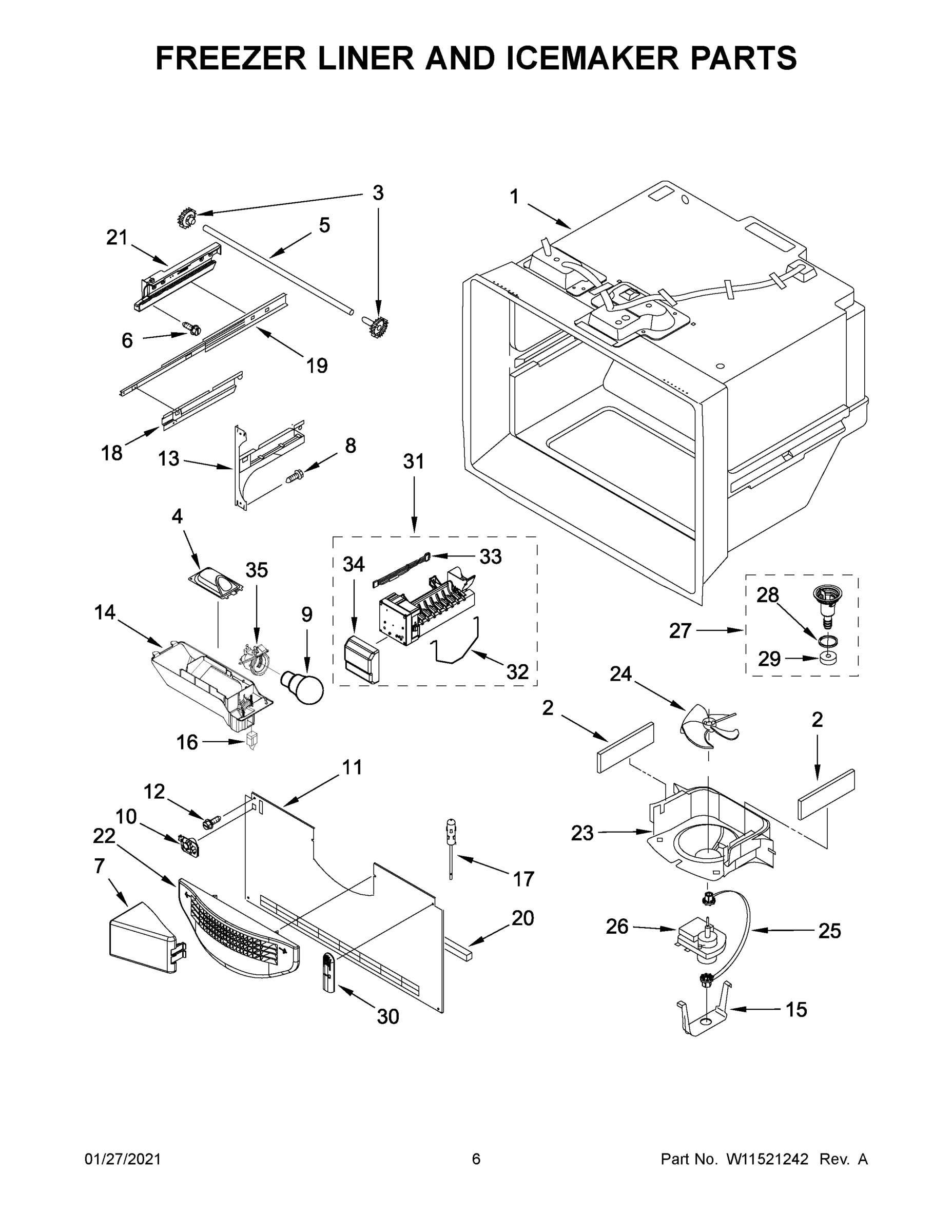 04 - FREEZER LINER AND ICEMAKER PARTS