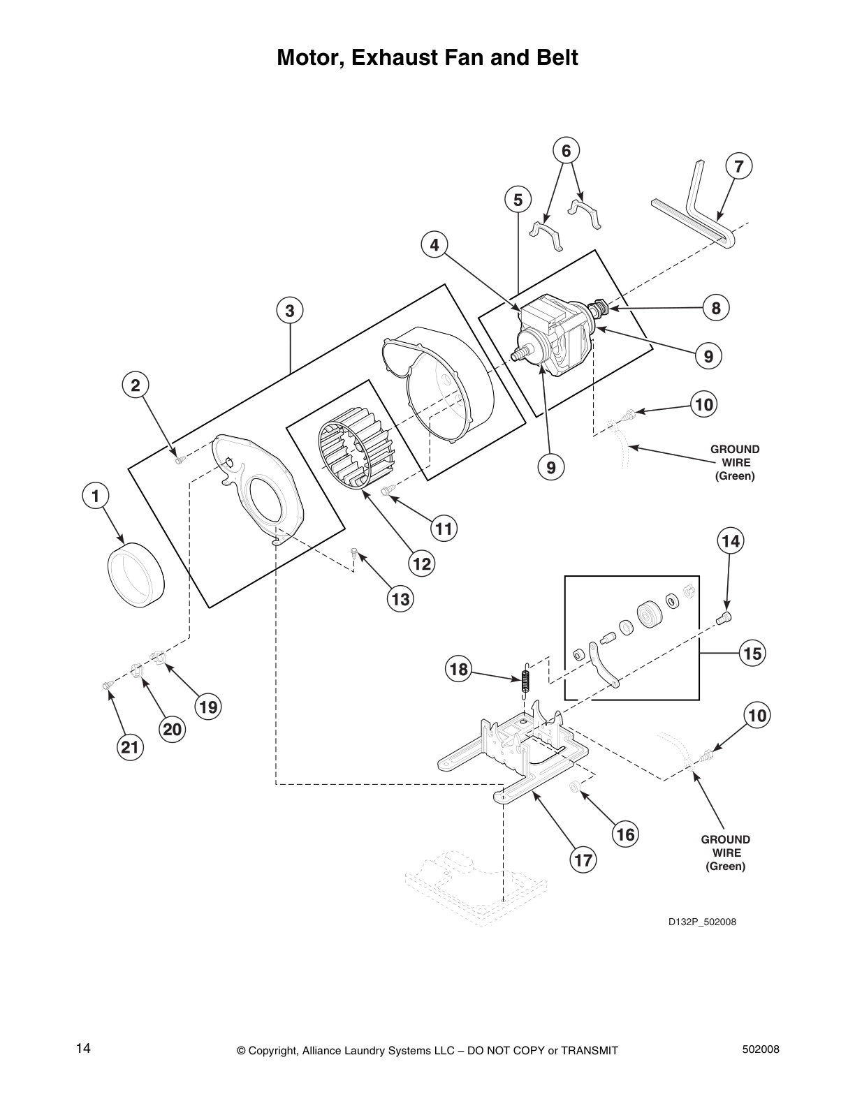 Motor, Exhaust Fan and Belt
