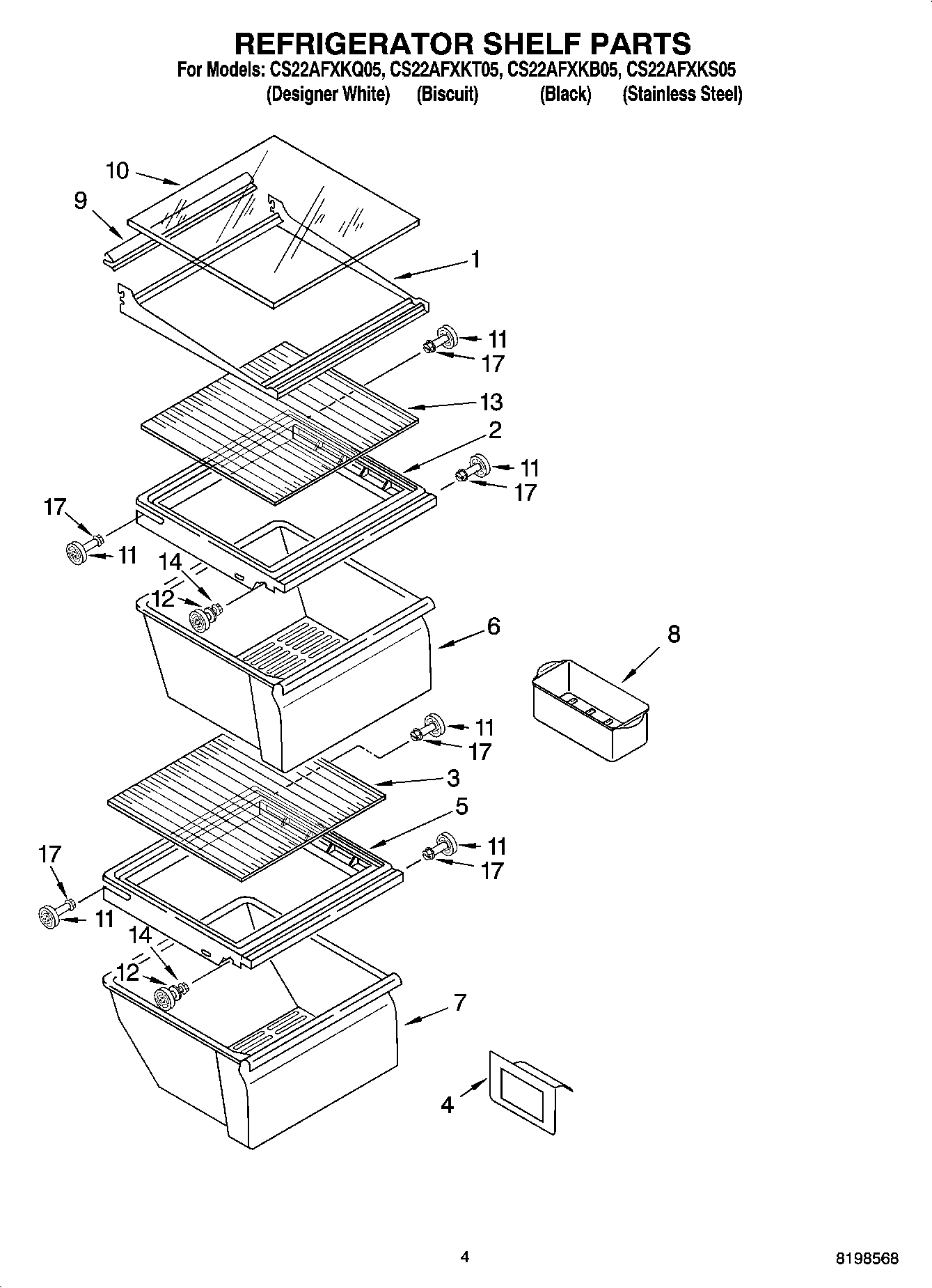 03 - REFRIGERATOR SHELF PARTS