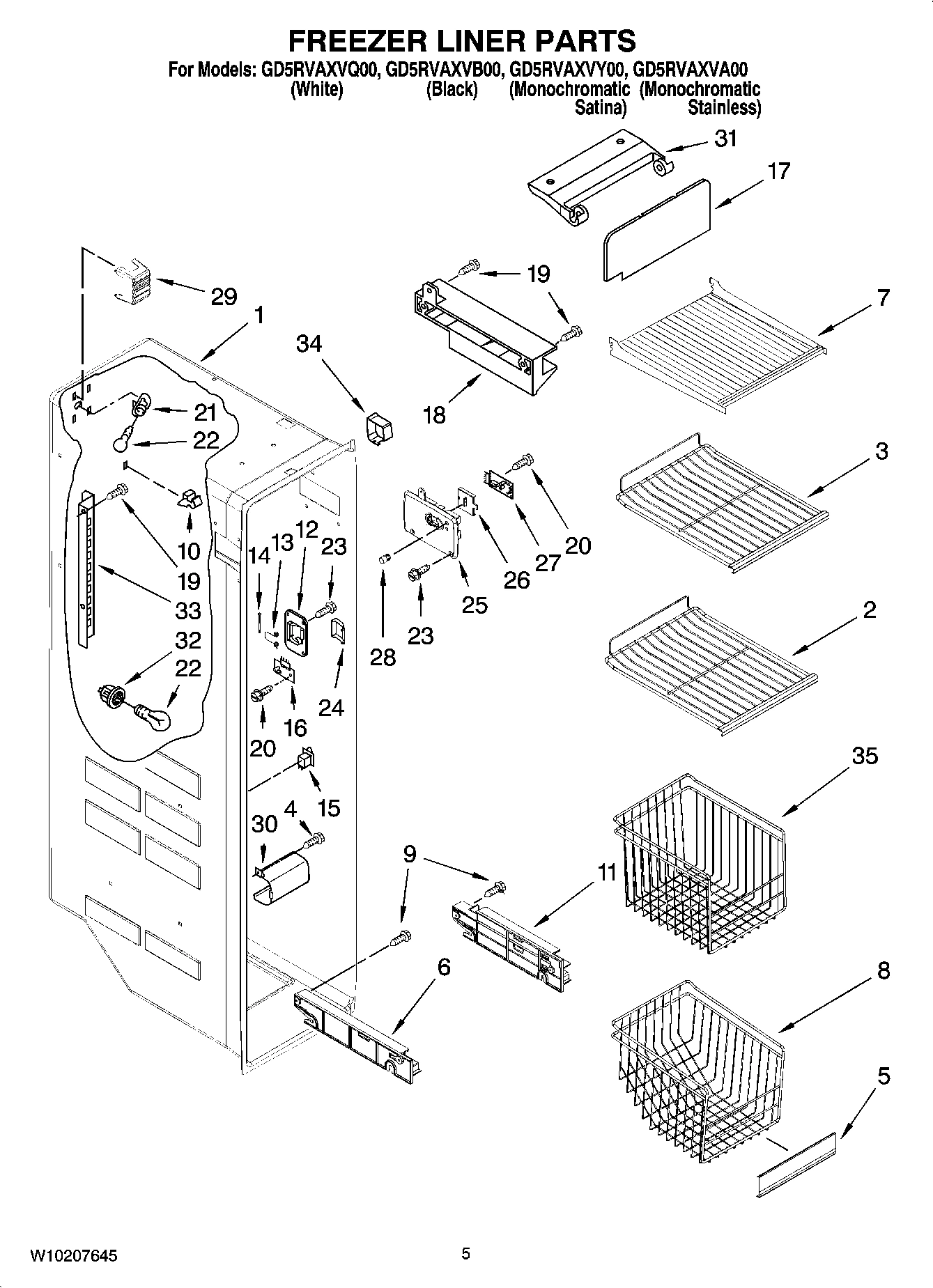 04 - FREEZER LINER PARTS