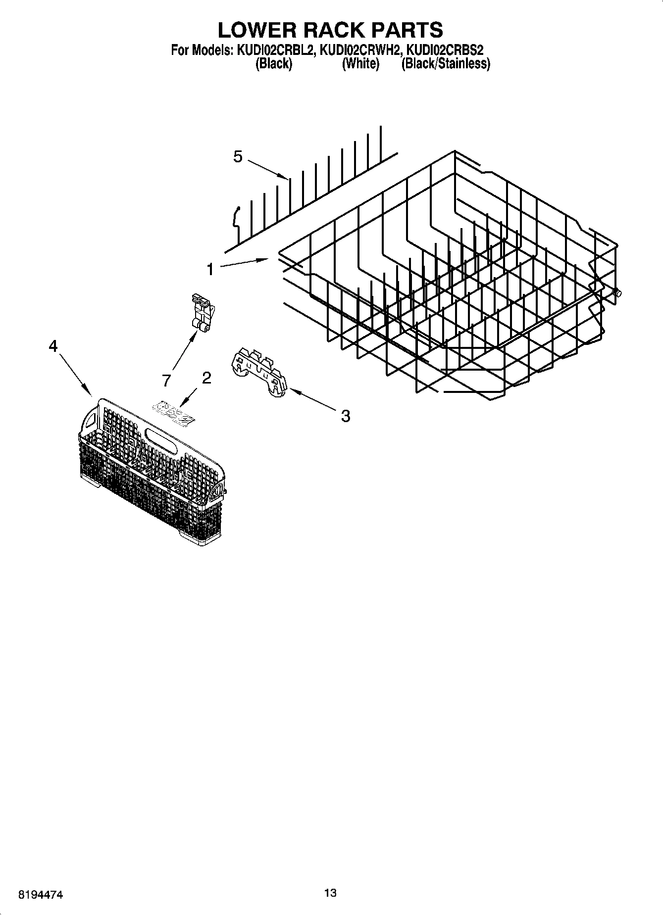 11 - LOWER RACK PARTS, OPTIONAL PARTS (NOT INCLUDED)
