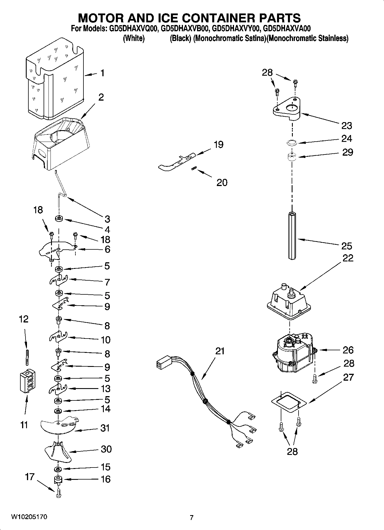 05 - MOTOR AND ICE CONTAINER PARTS