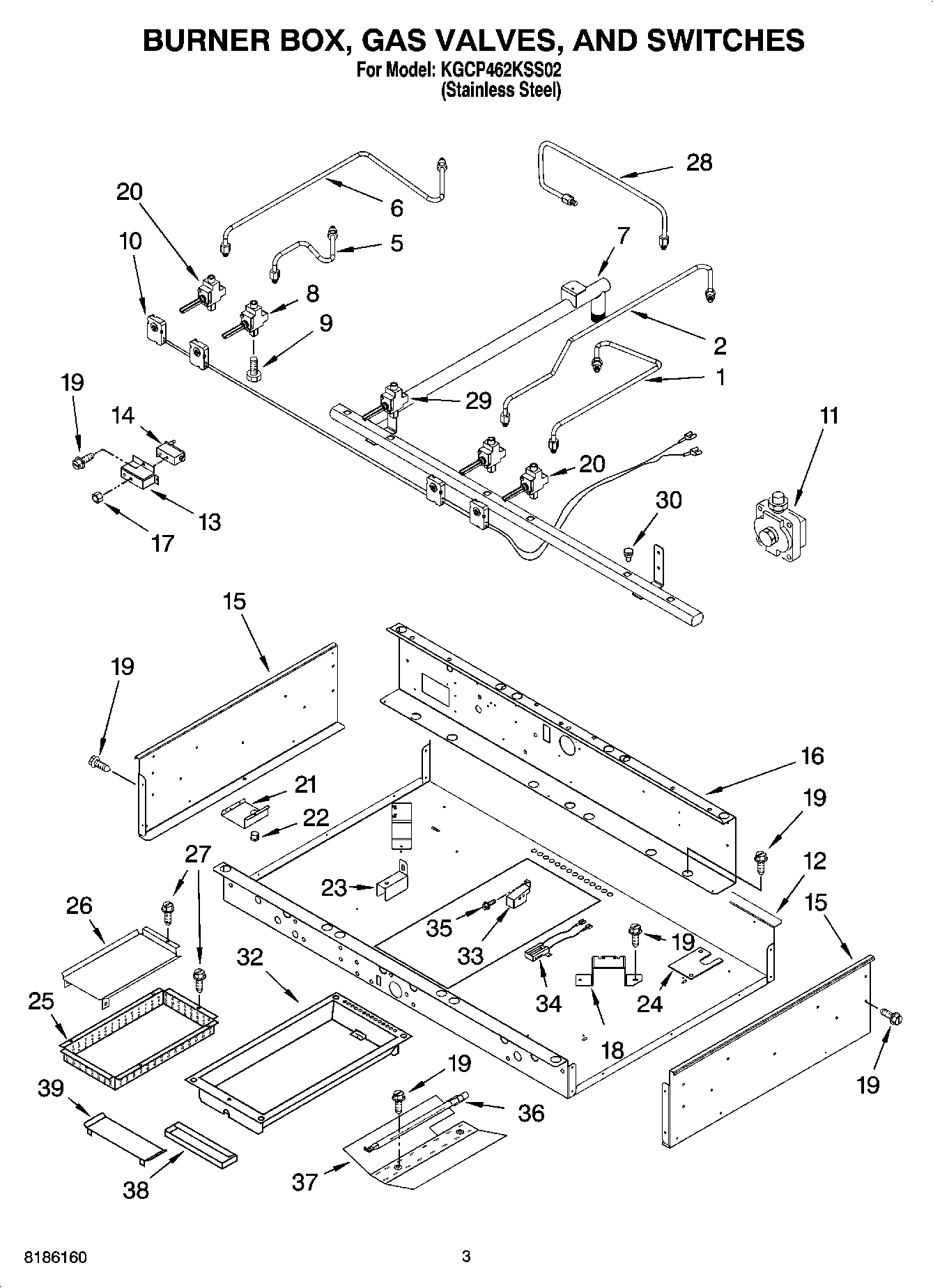 02 - BURNER BOX, GAS VALVES, AND SWITCHES