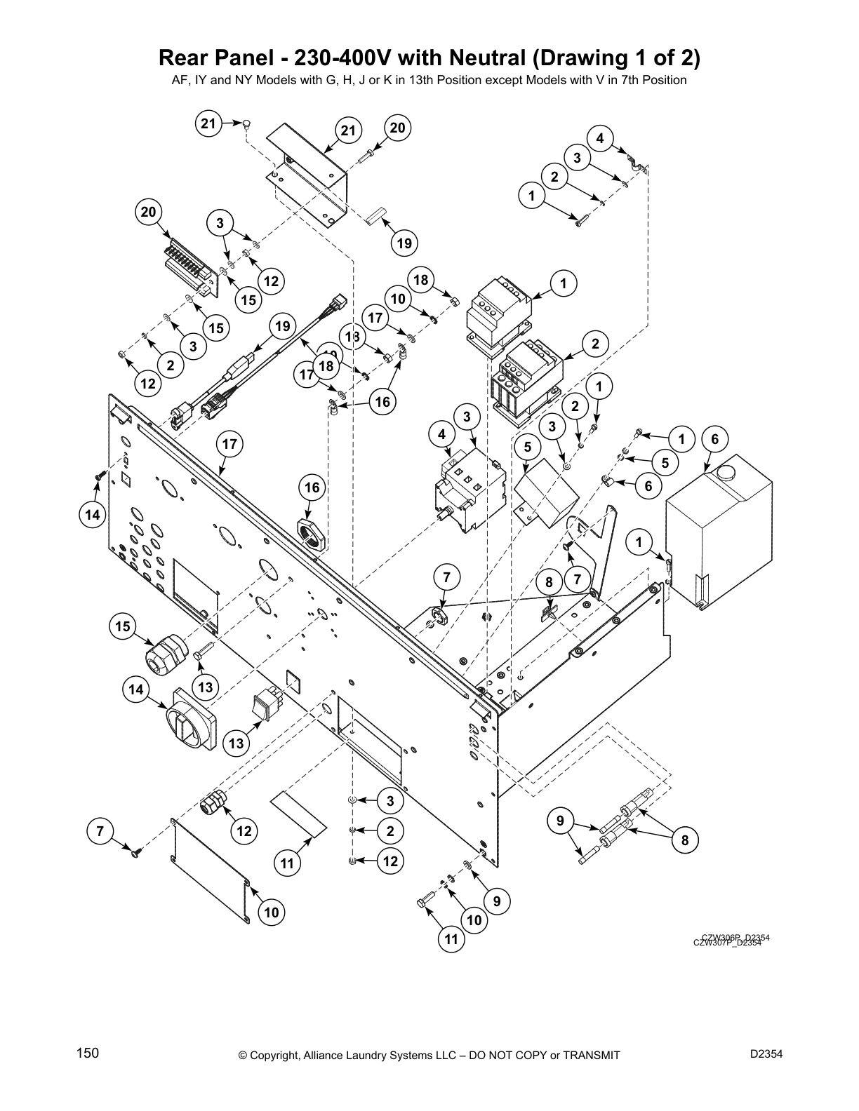 Rear Panel - 230-400V with Neutral (Drawing 1 of 2)