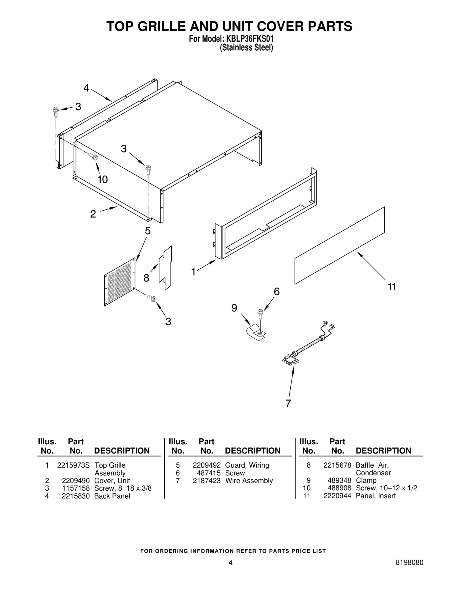 TOP GRILLE AND UNIT COVER PARTS