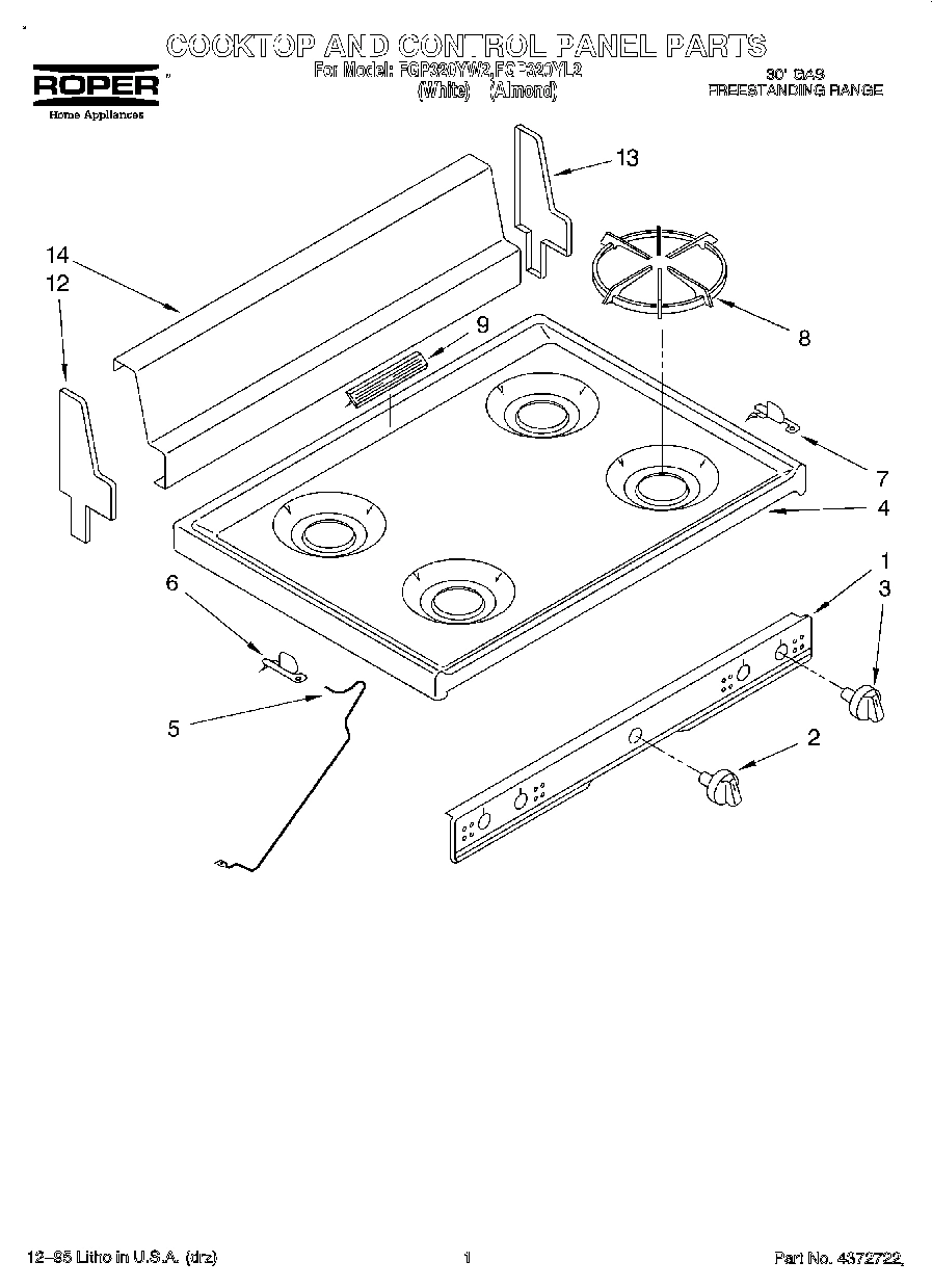 01 - COOKTOP AND CONTROL PANEL, LITERATURE