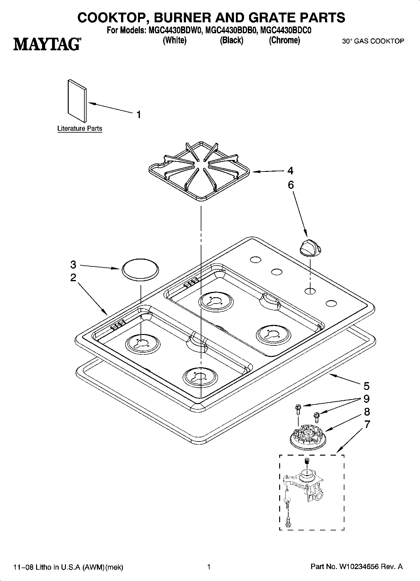 01 - COOKTOP, BURNER AND GRATE PARTS