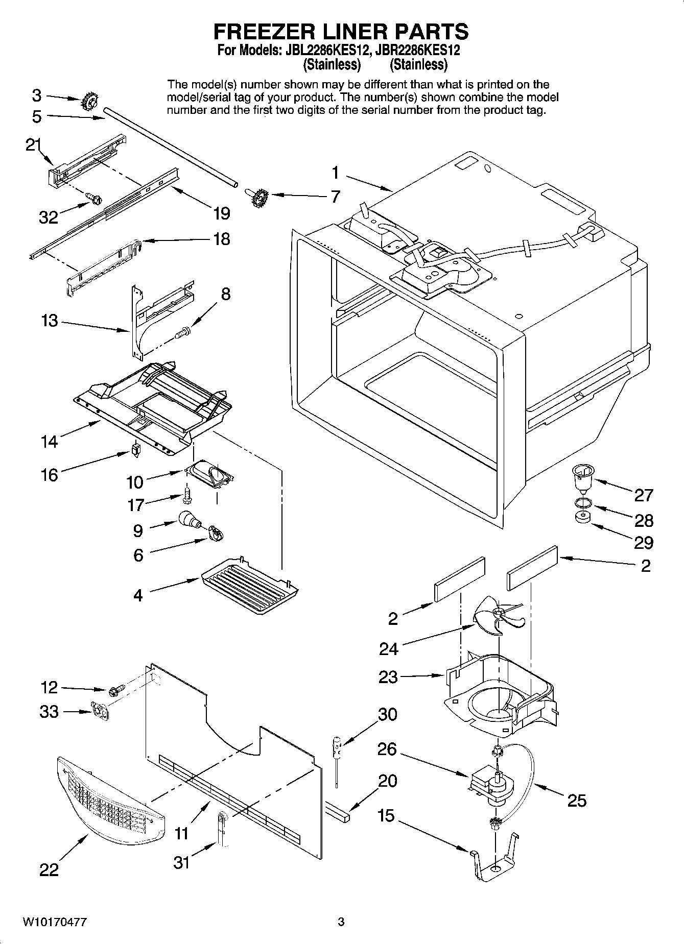02 - FREEZER LINER PARTS
