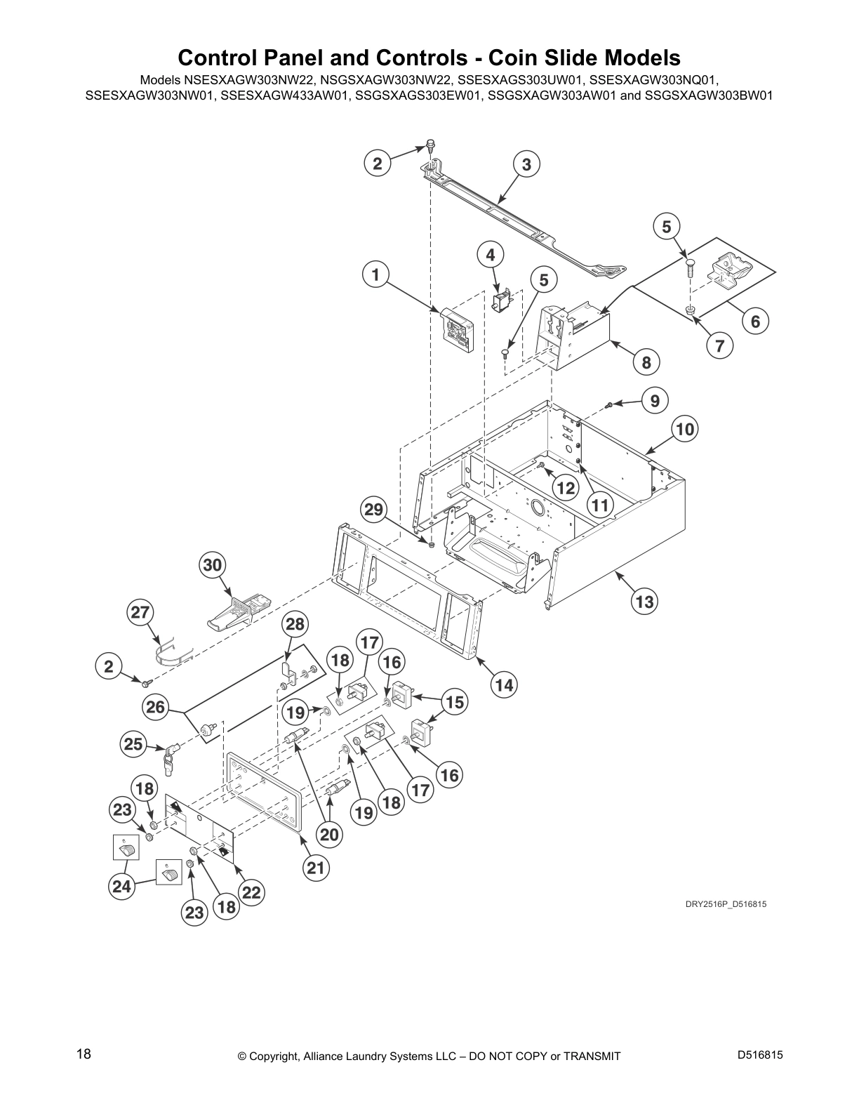 Control Panel and Controls - Coin Slide Models