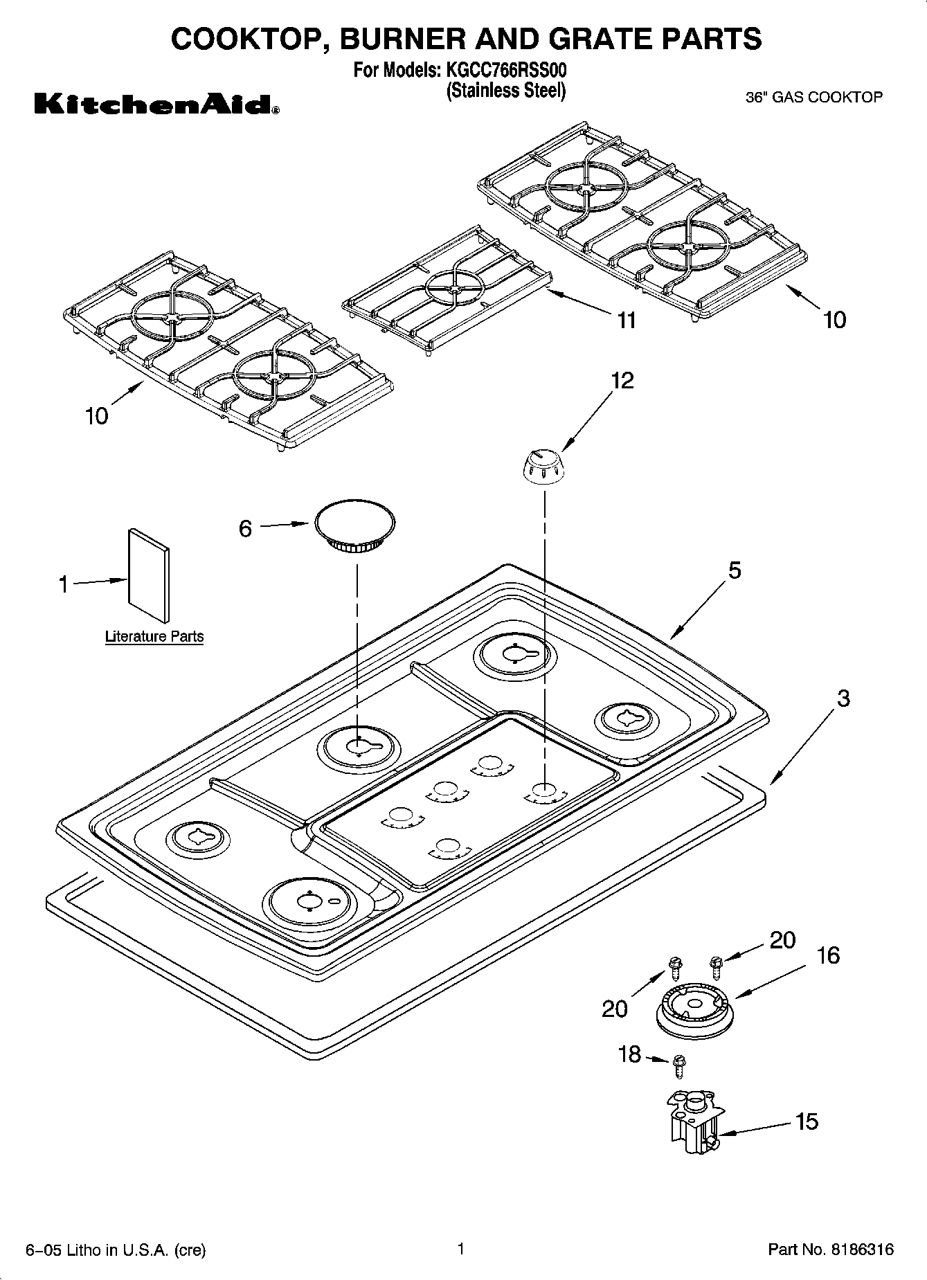 01 - COOKTOP, BURNER AND GRATE PARTS