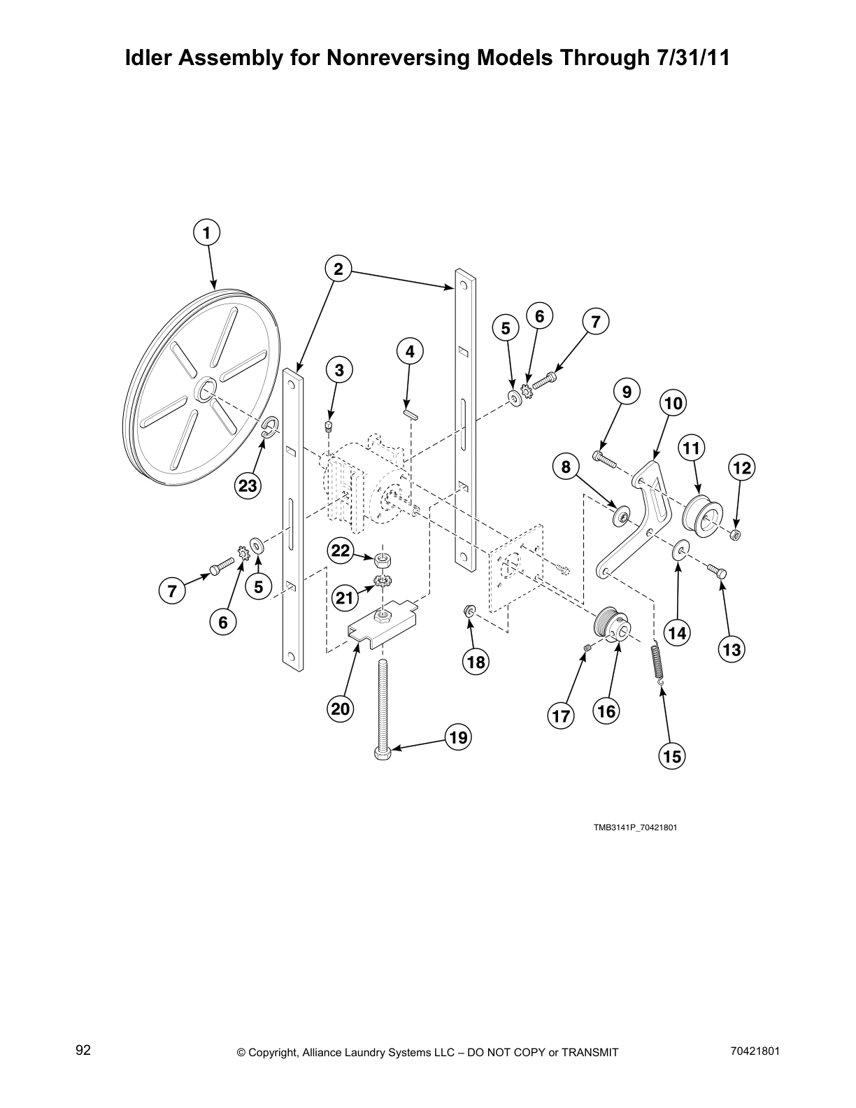 Idler Assembly for Nonreversing Models Through 7/31/11