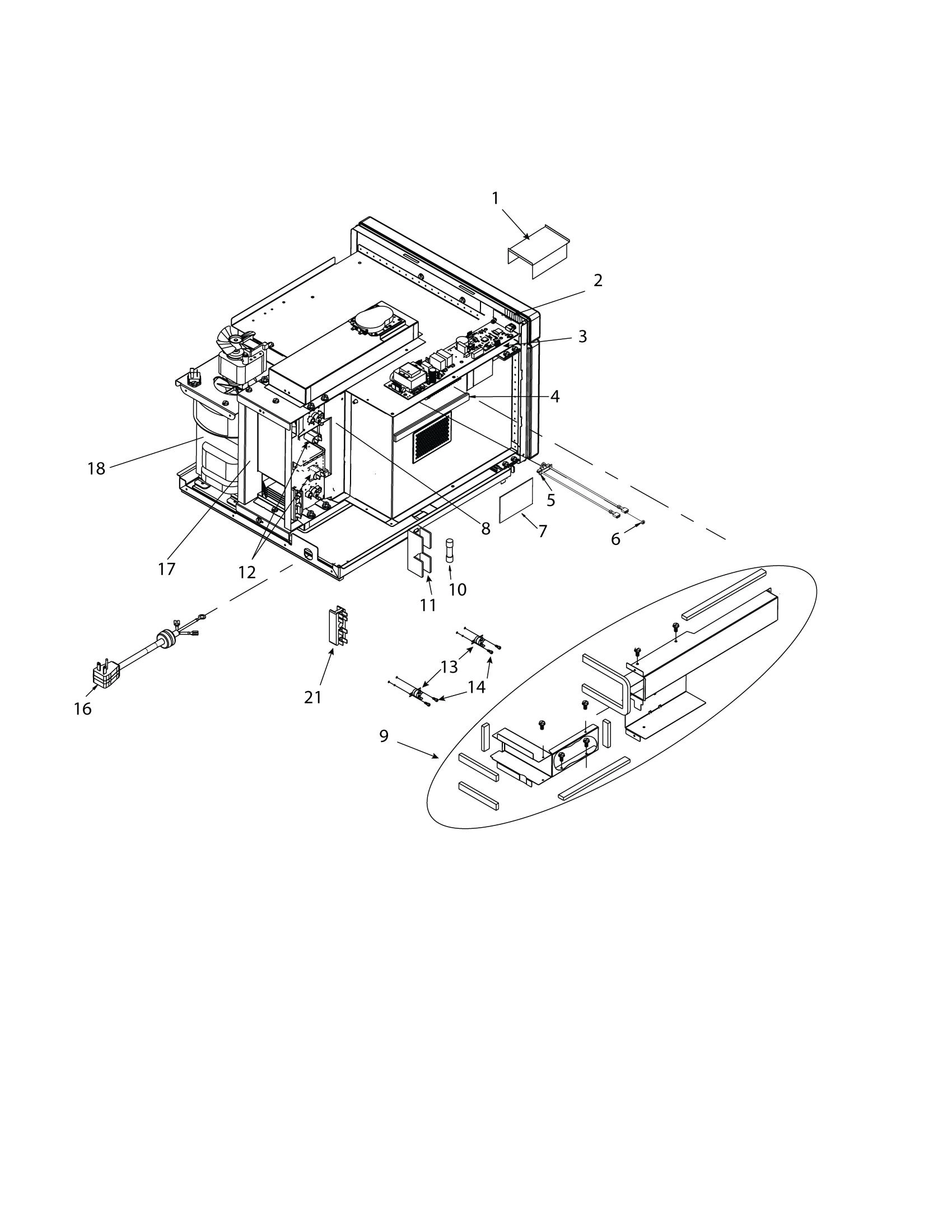 CONTROL BOARD, MAGNETRON, FUSE, DUCTS