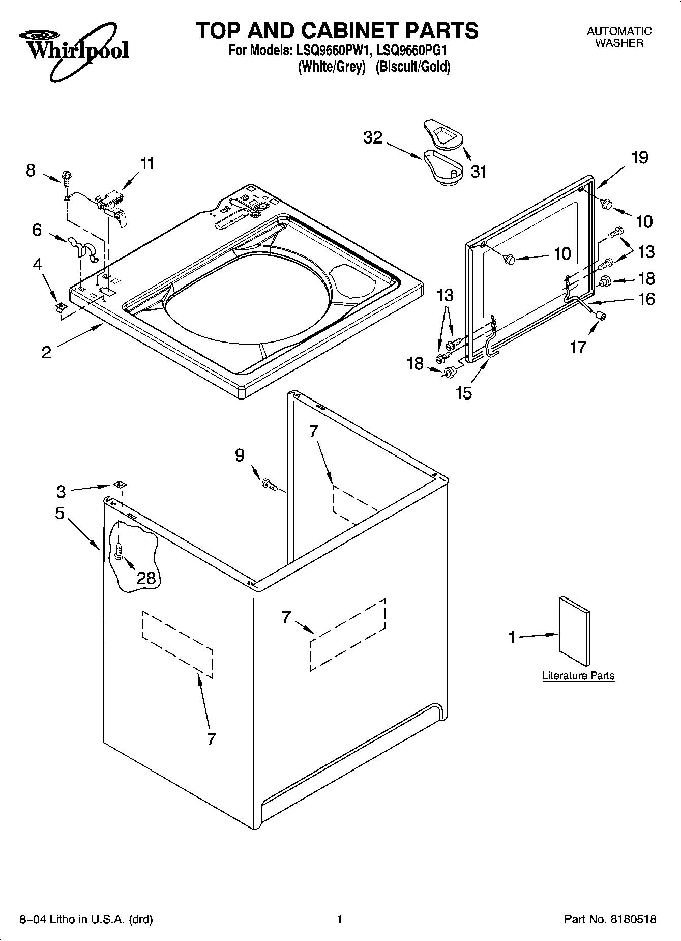 01 - TOP AND CABINET PARTS