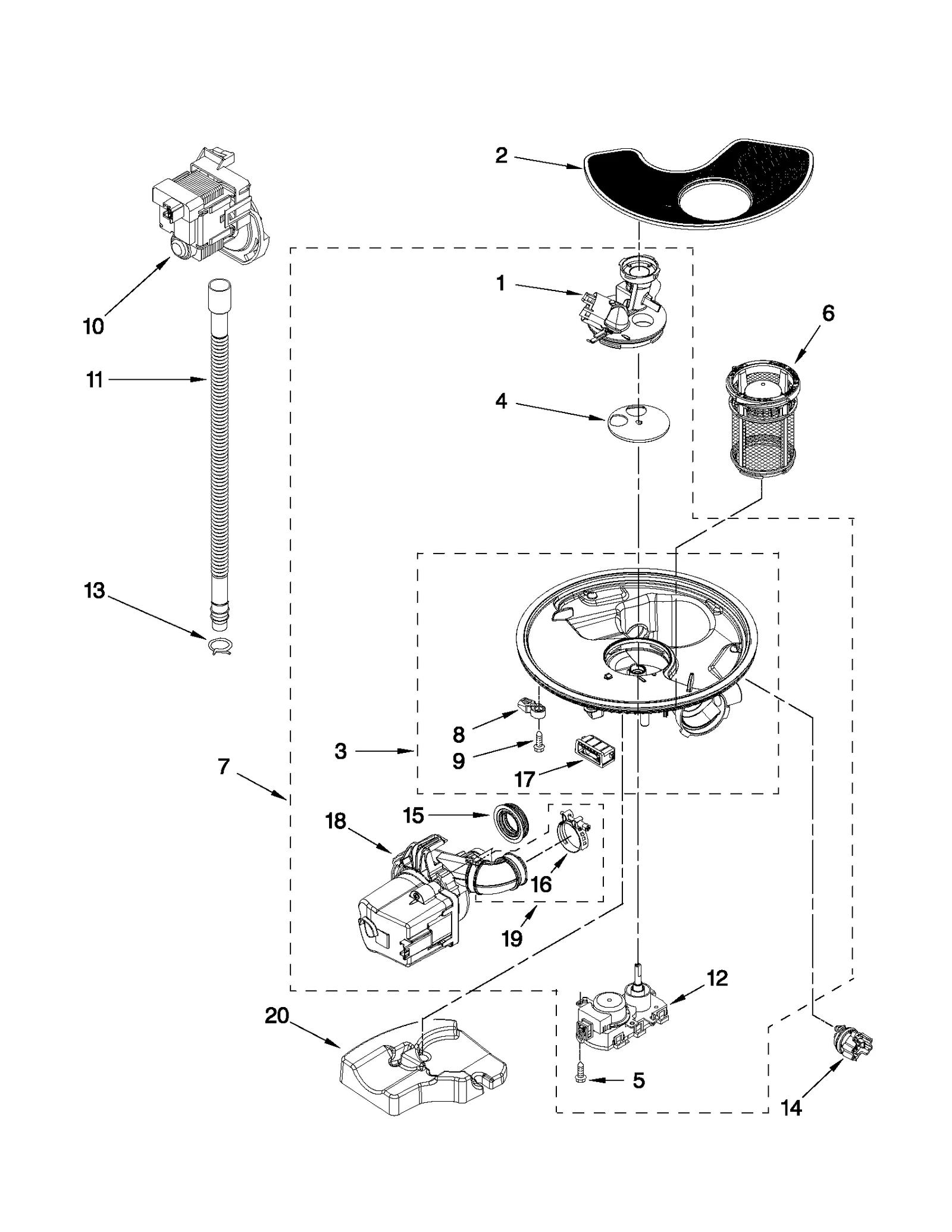 PUMP, WASHARM AND MOTOR PARTS