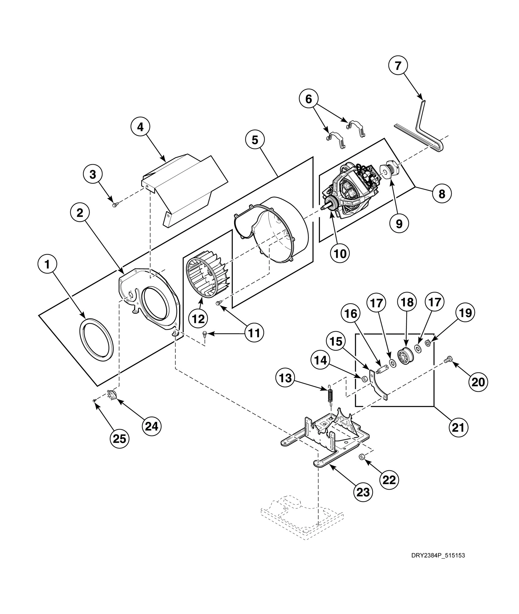 Motor, Exhaust Fan and Belt