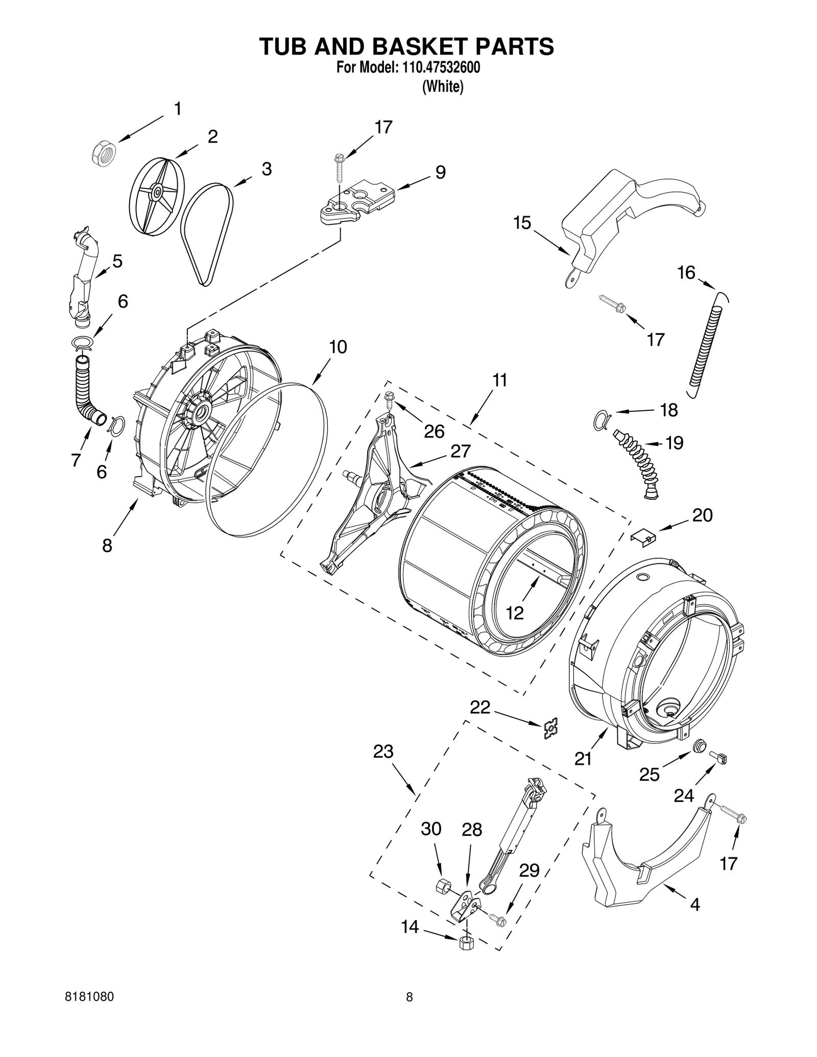 TUB AND BASKET PARTS