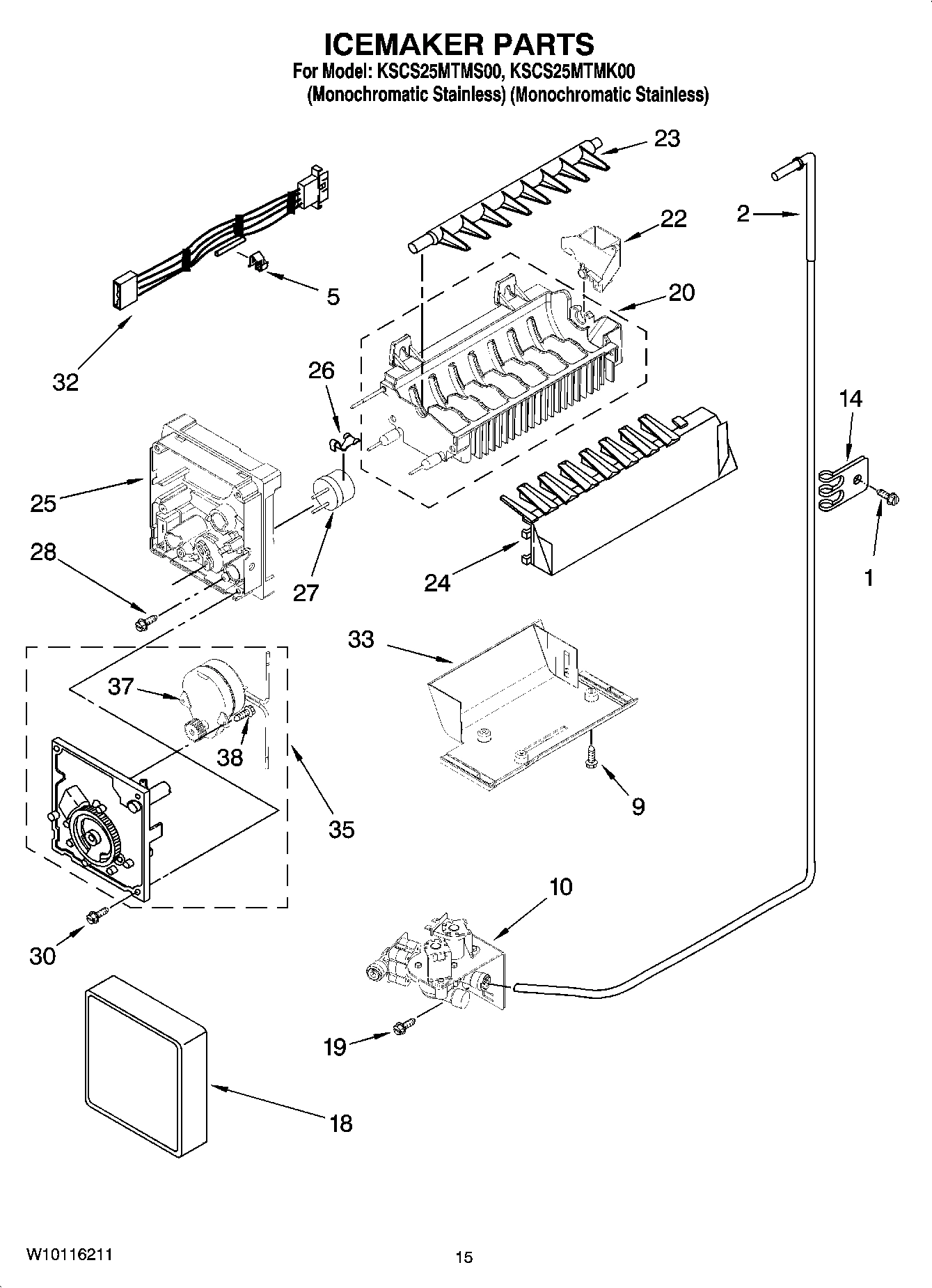 10 - ICEMAKER PARTS, OPTIONAL PARTS (NOT INCLUDED)