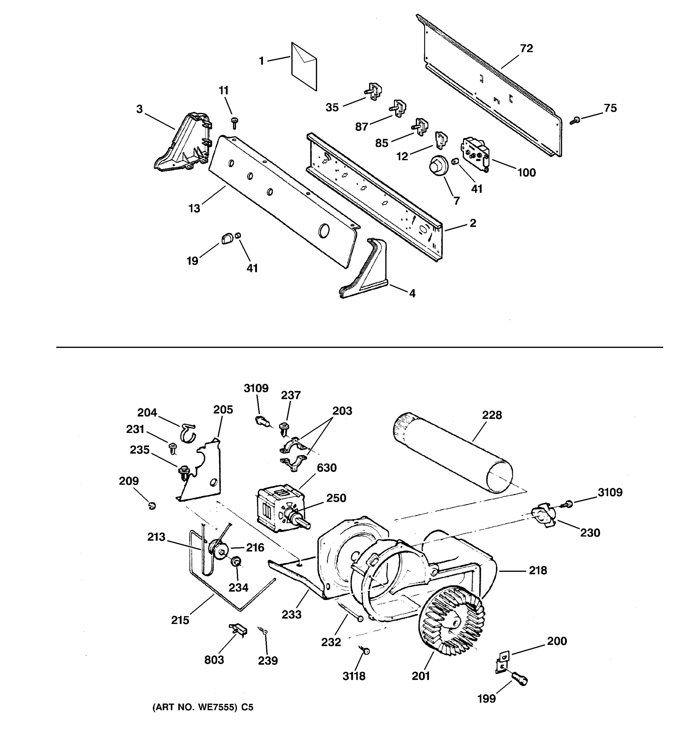 BACKSPLASH, BLOWER & MOTOR