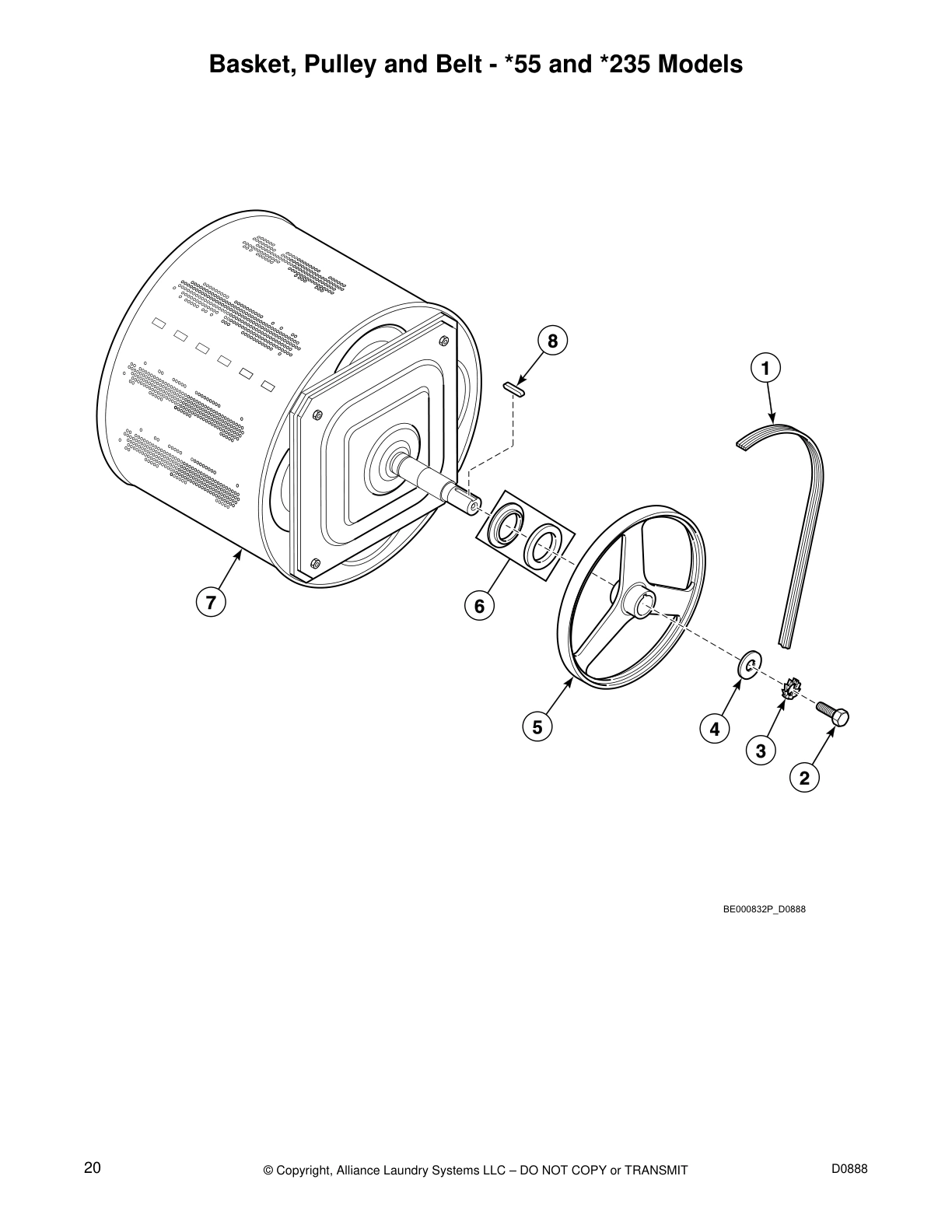Basket, Pulley and Belt - *55 and *235 Models