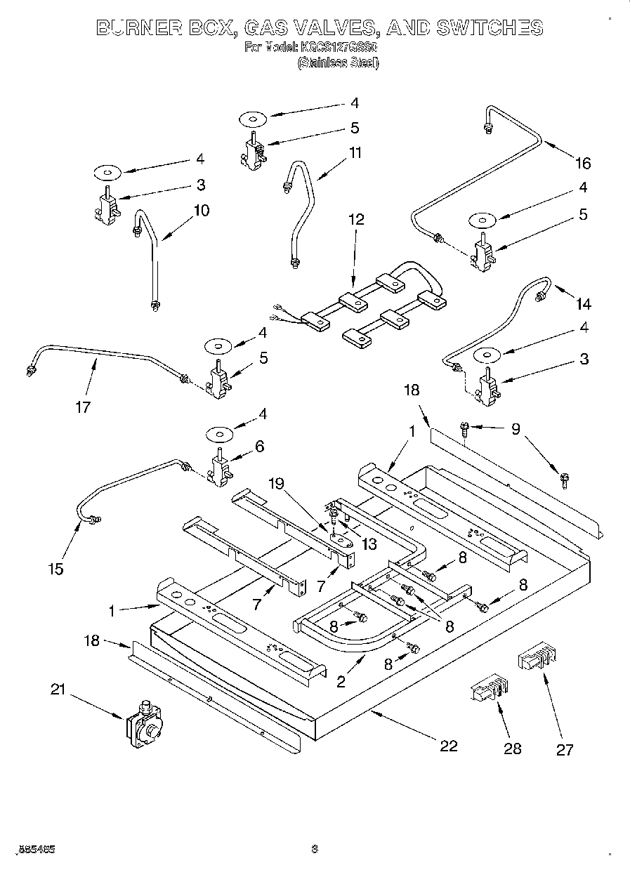 02 - BURNER BOX, GAS VALVES, AND SWITCHES