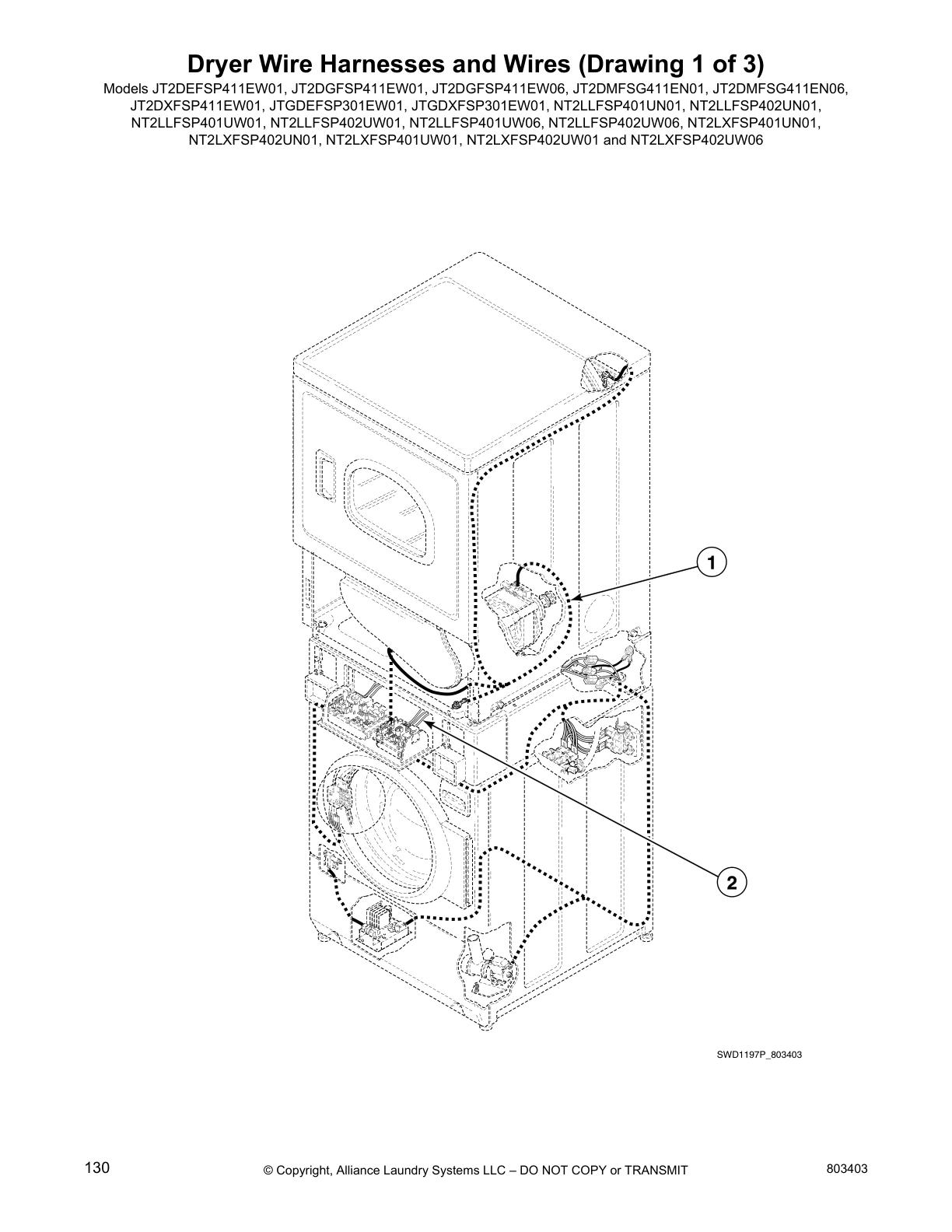 Dryer Wire Harnesses and Wires (Drawing 1 of 3)