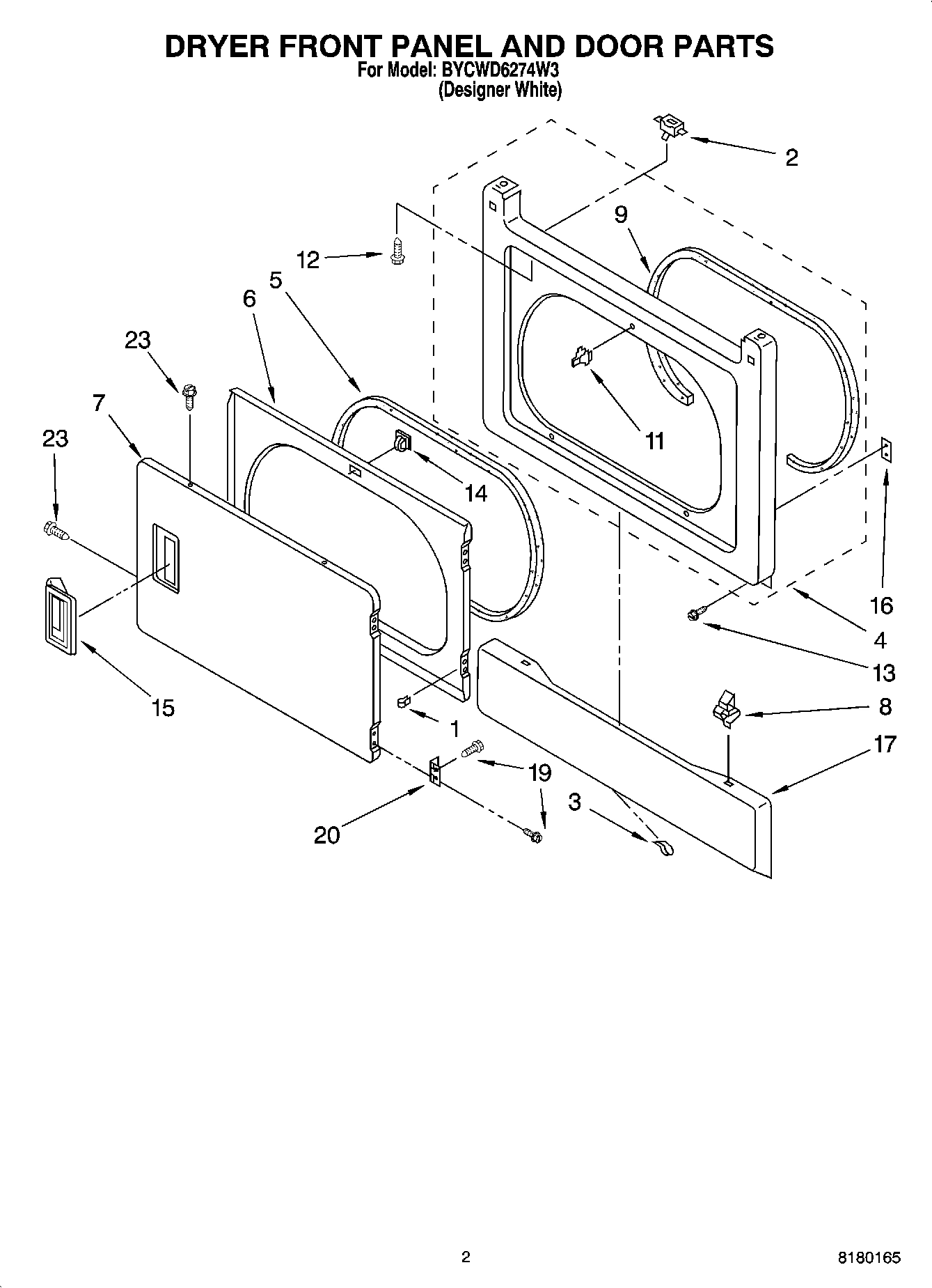 02 - DRYER FRONT PANEL AND DOOR PARTS