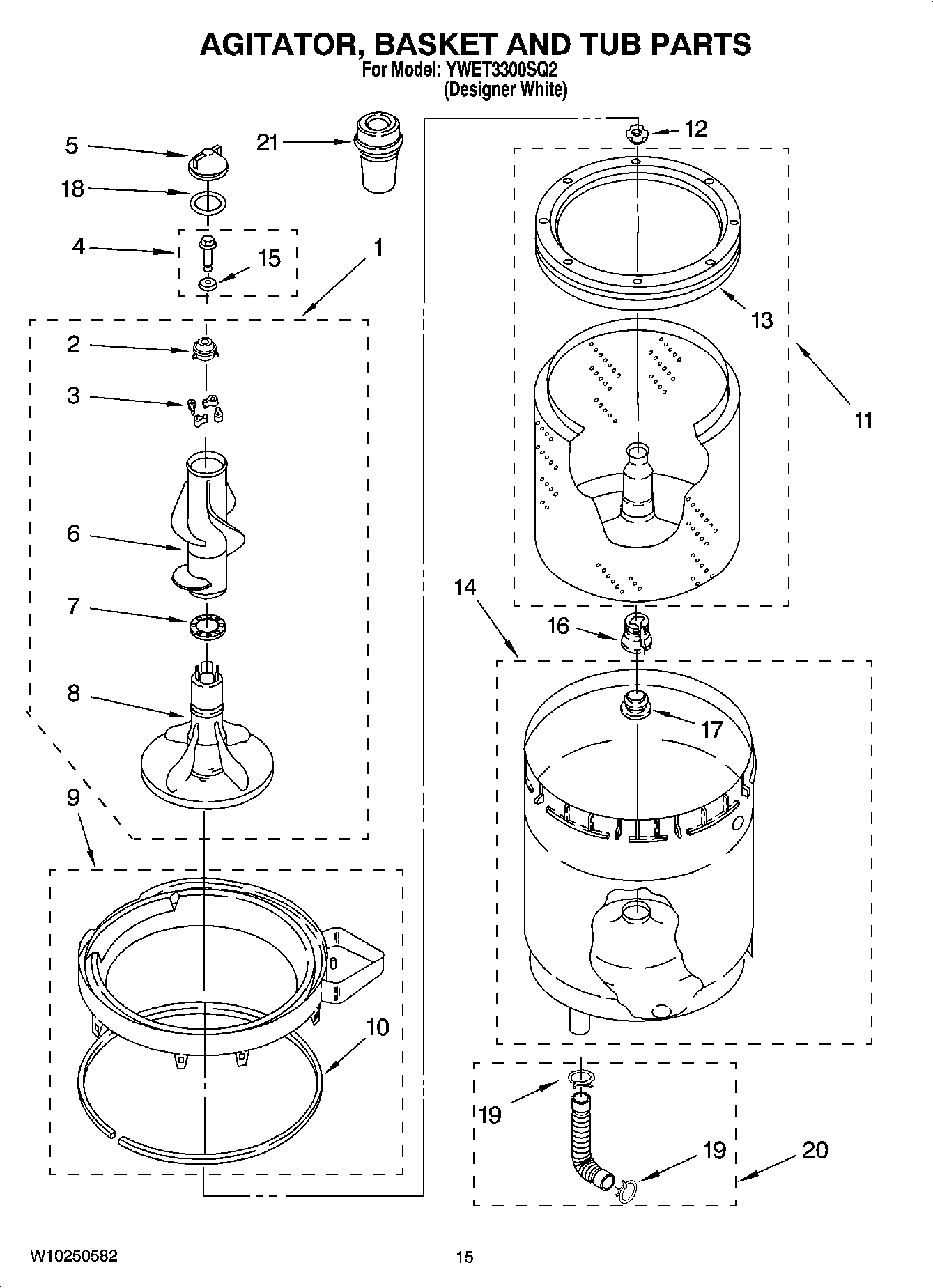 10 - AGITATOR, BASKET AND TUB PARTS