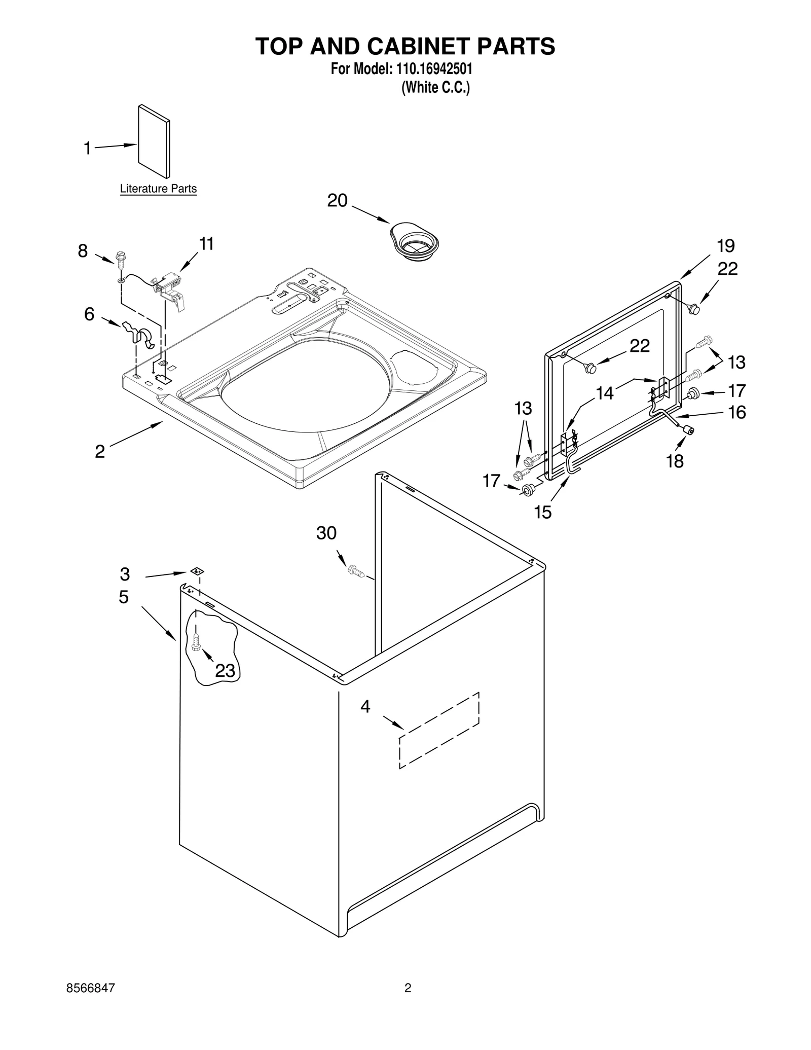 TOP AND CABINET PARTS