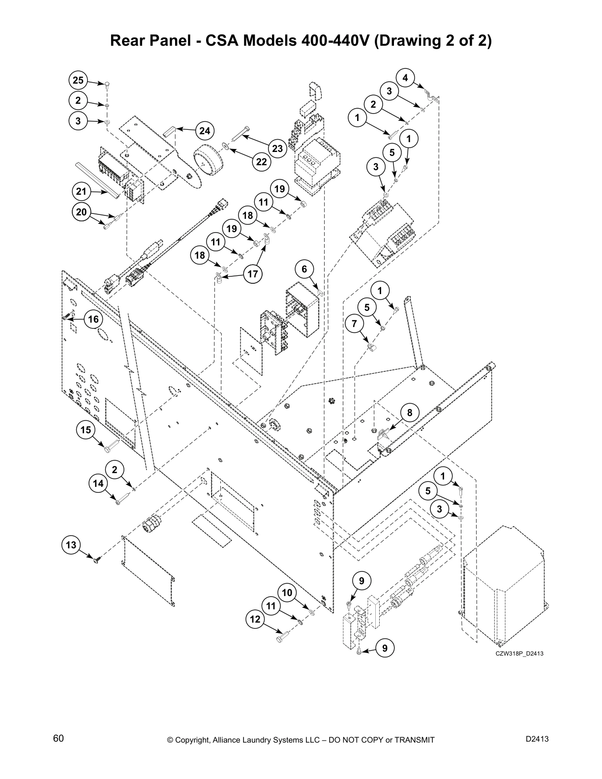 Rear Panel - CSA Models 400-440V (Drawing 2 of 2)