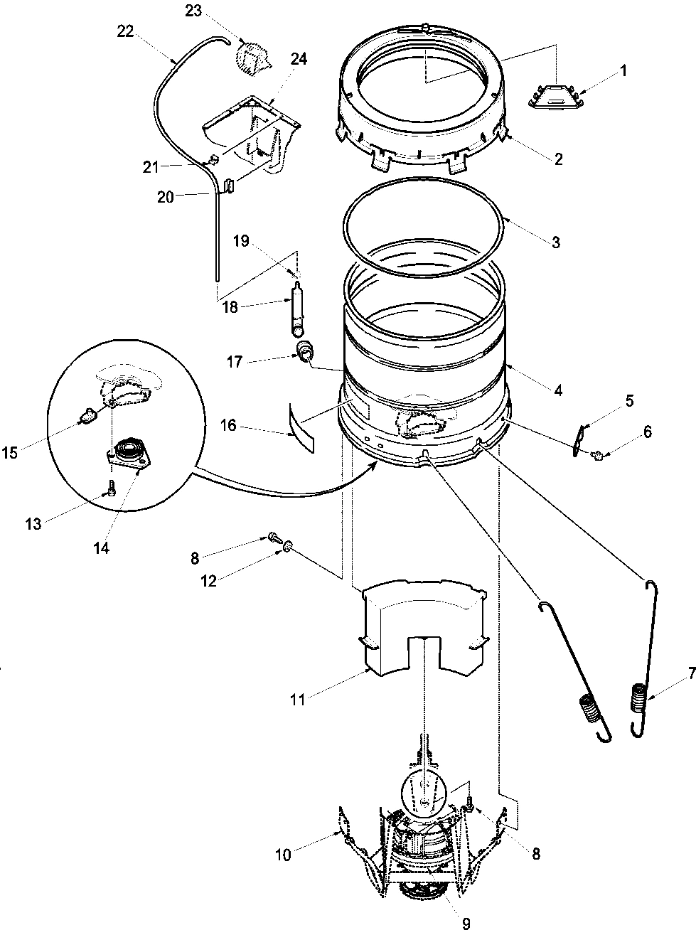 10 - OUTER TUB, COVER, PRESSURE TUBE