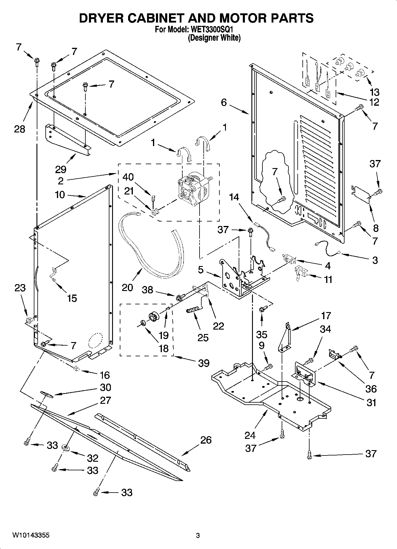 03 - DRYER CABINET AND MOTOR PARTS